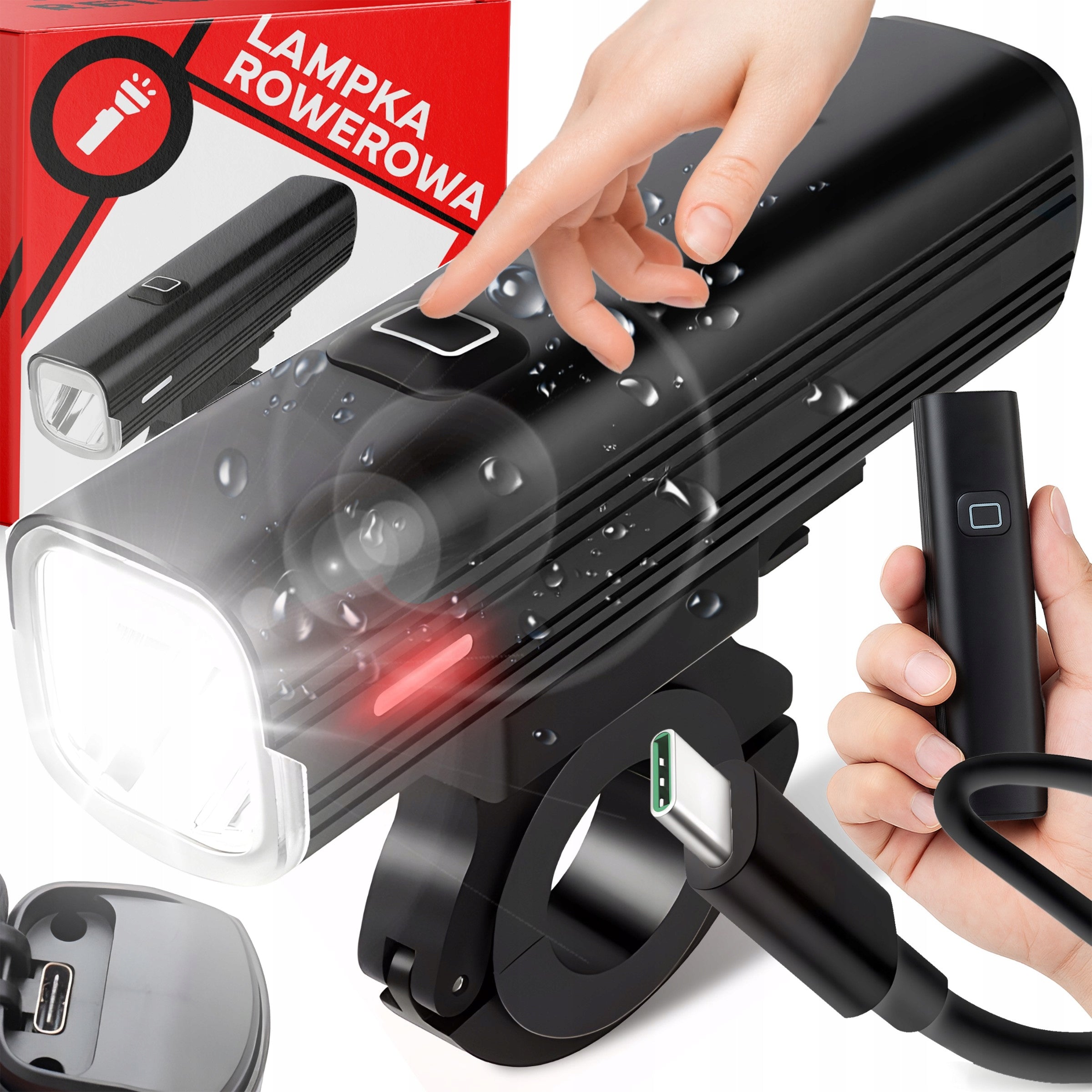 BICYCLE LIGHT LED FLASHLIGHT POWERFUL 1000LM USB-C FOR BICYCLE HANDLEBAR 4800mAh Packaging status original