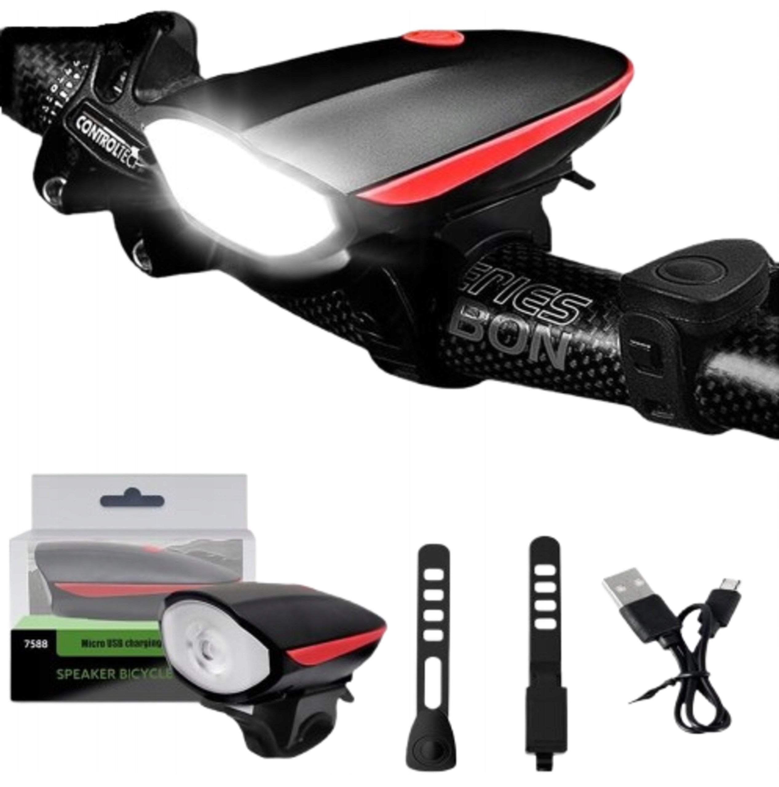 BICYCLE LIGHT LED FRONT FOR BIKE USB HORN