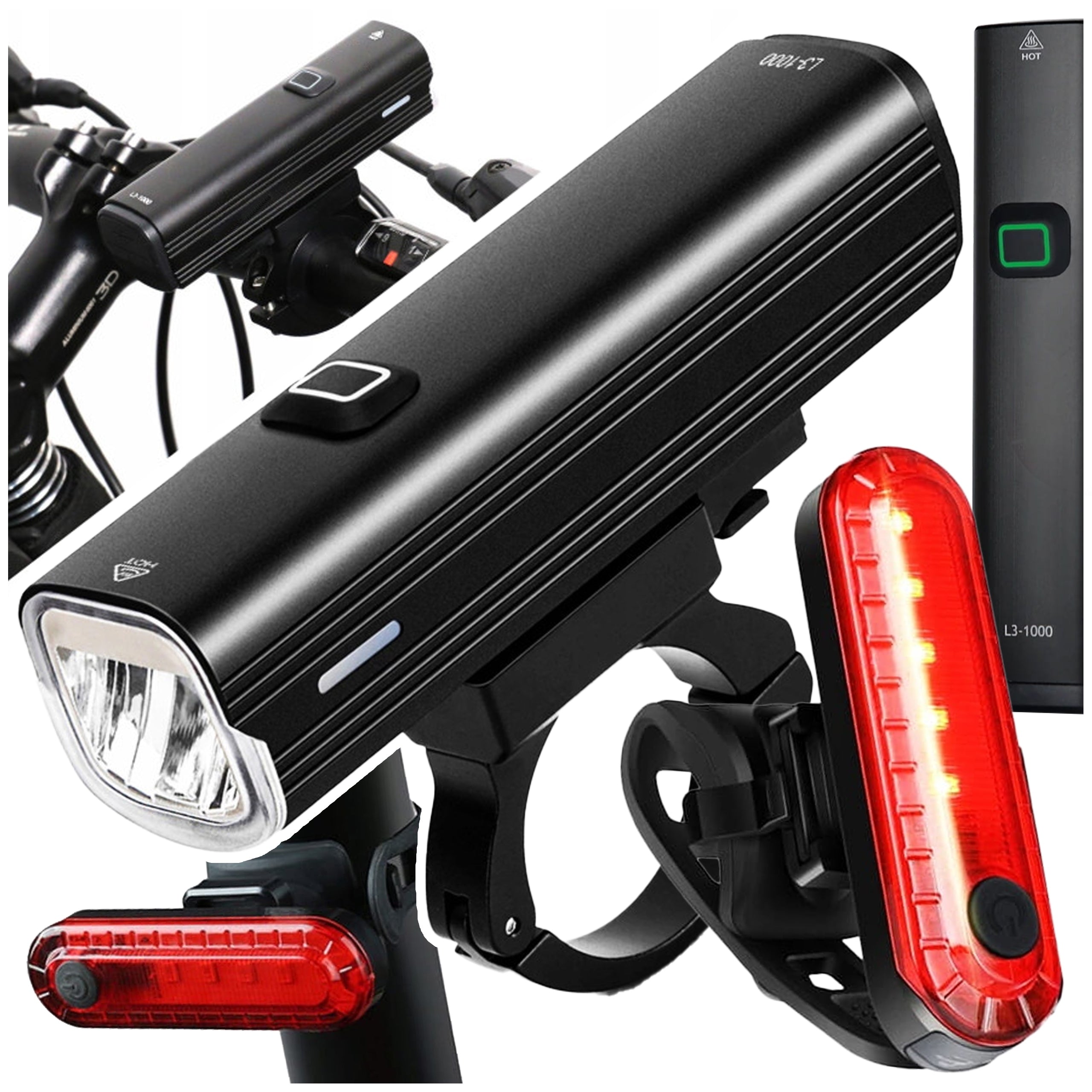 BICYCLE LIGHT LED REAR USB FRONT STRONG REAR BIKE SET Brand KINGSEVEN