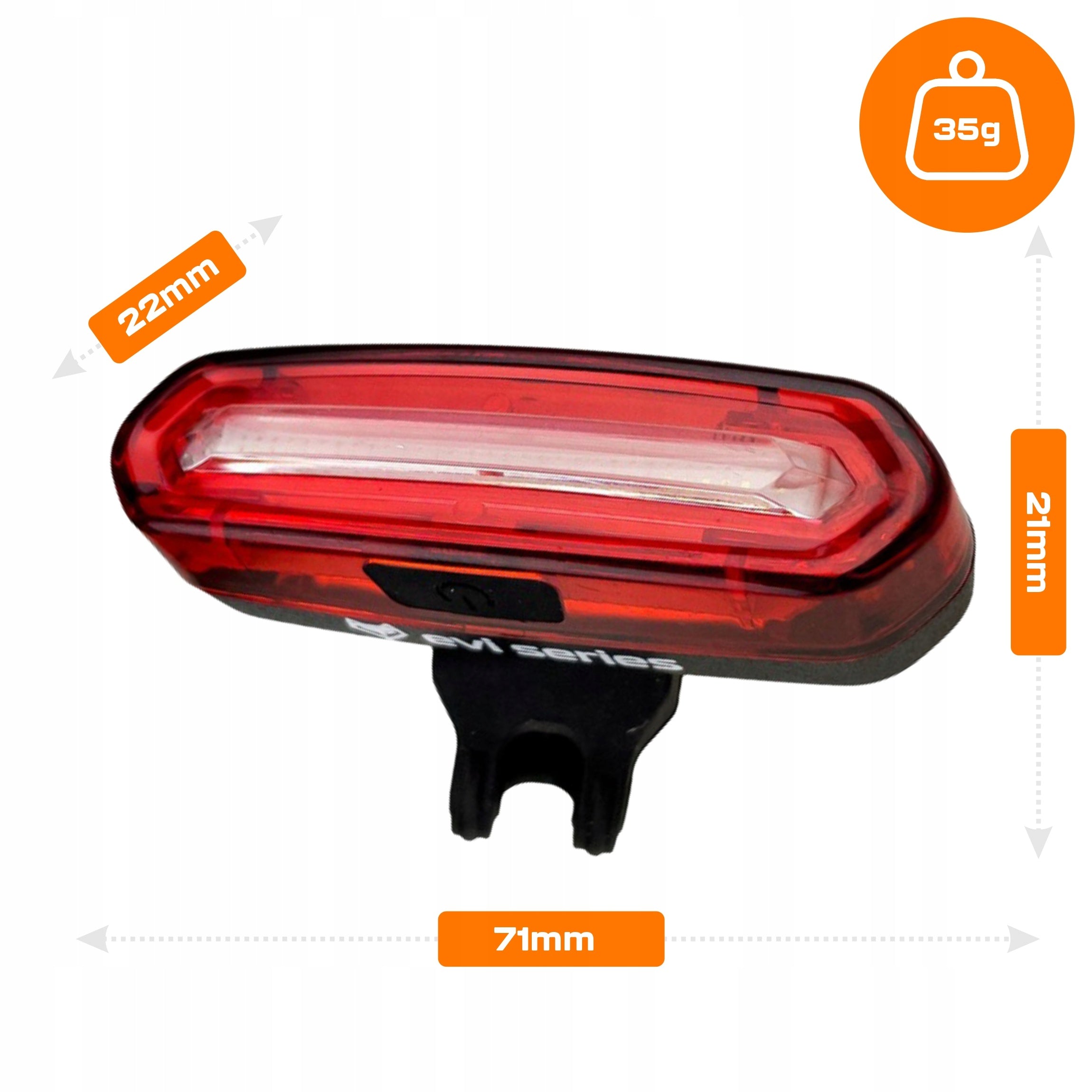 BICYCLE LIGHT LED rear light powerful modes 15H RECHARGEABLE 650mAh USB-C Color black