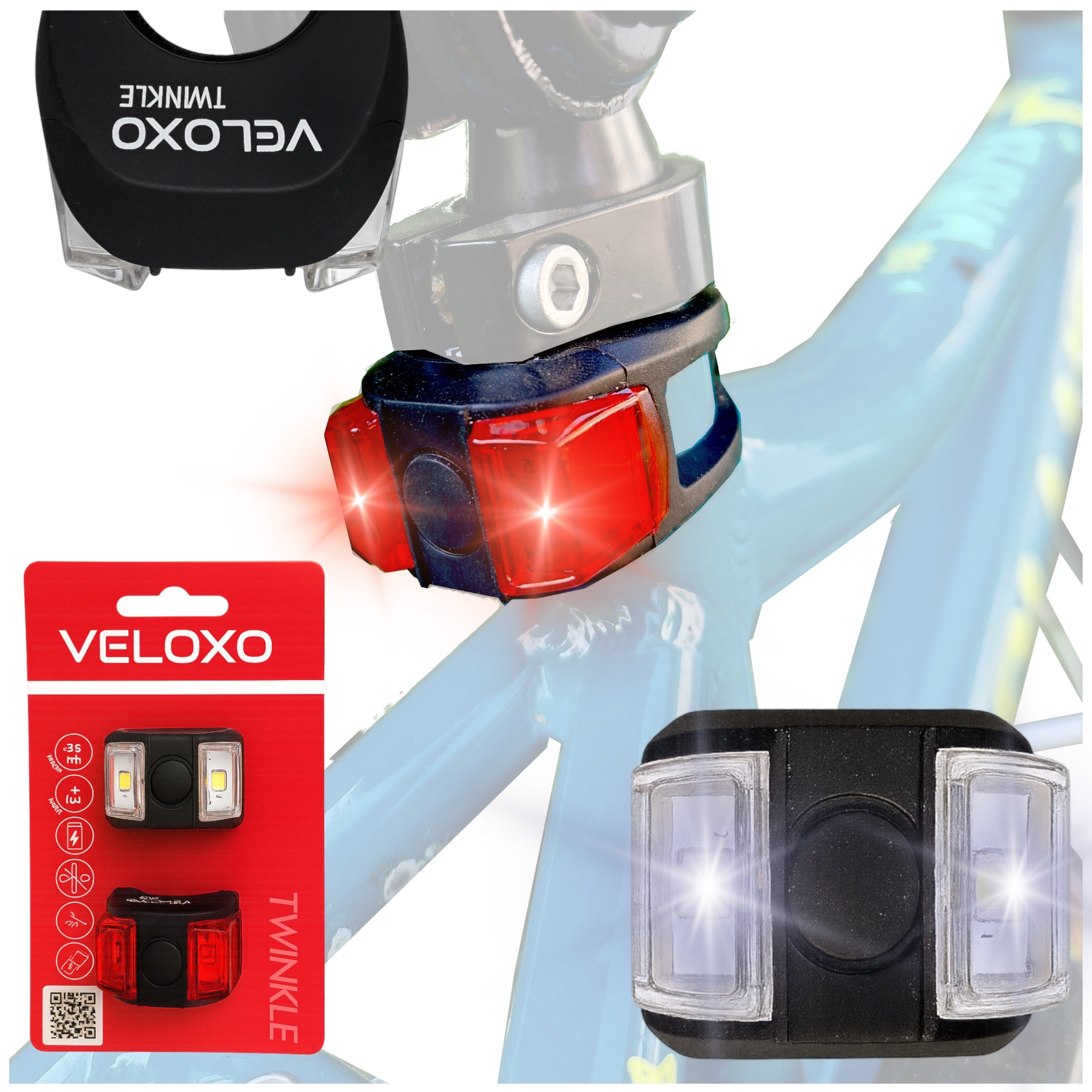 BICYCLE LIGHT MINI LIGHTING SET VELOXO TWINKLE FRONT REAR BLACK