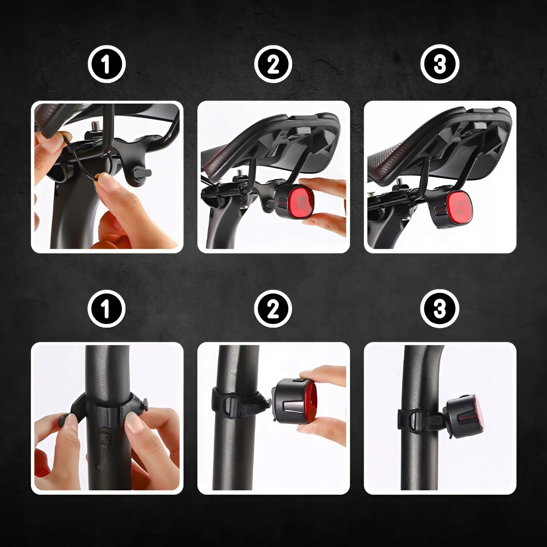 BICYCLE LIGHT REAR BATTERY USB CHARGING LIGHT UNDER SADDLE 100H Model SWIATŁO POD SIEDZENIE NA TYŁ CZERWONE USB KABEL