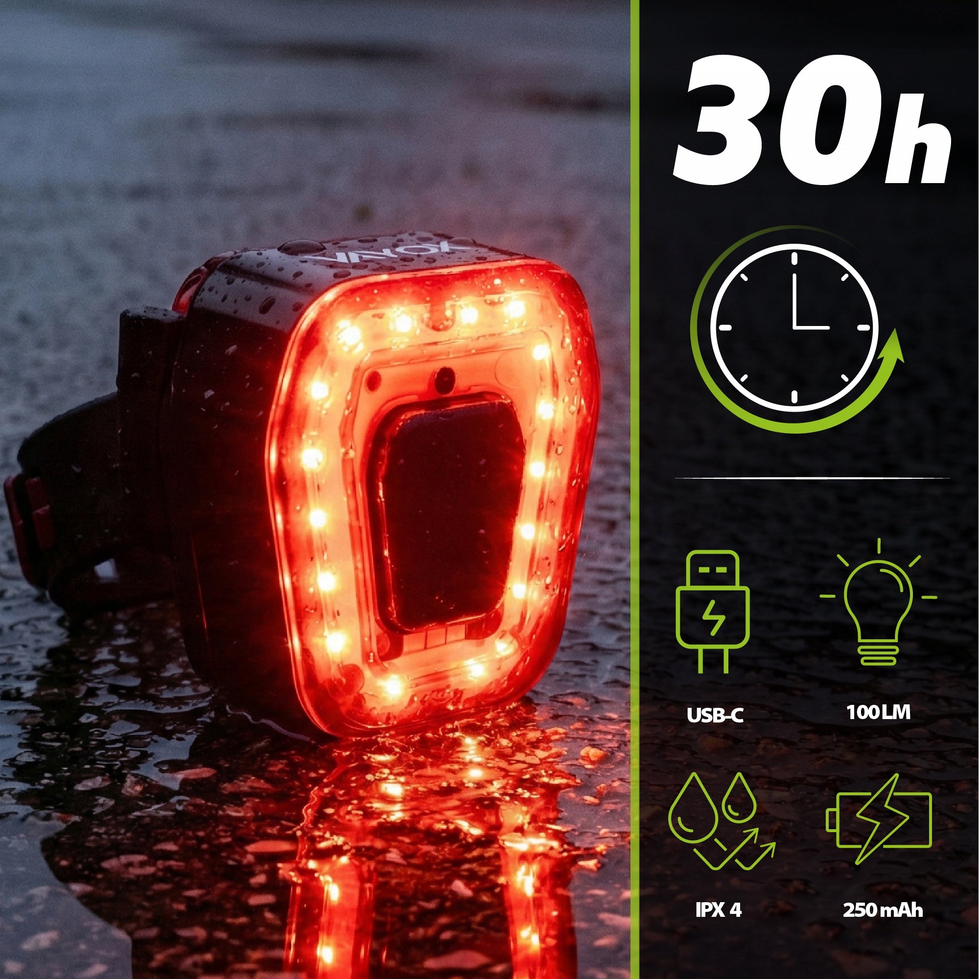 BICYCLE LIGHT REAR LED FOR BIKE LIGHT REAR USB RECHARGEABLE USB VAYOX Manufacturer code VA0048