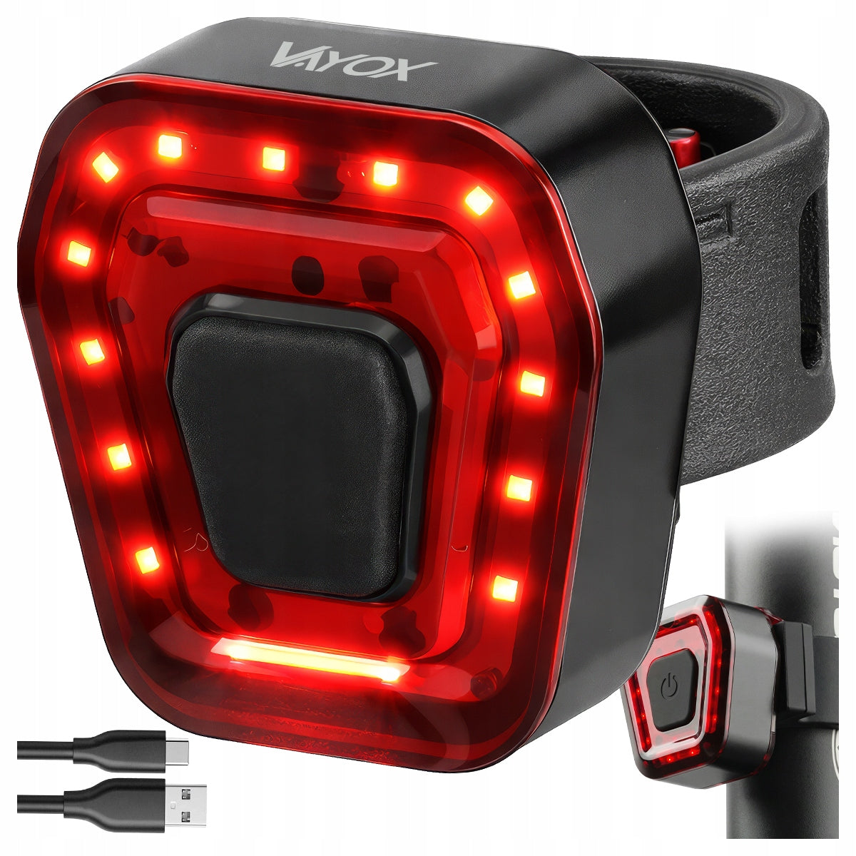 BICYCLE LIGHT REAR LED FOR BIKE LIGHT REAR USB RECHARGEABLE USB VAYOX