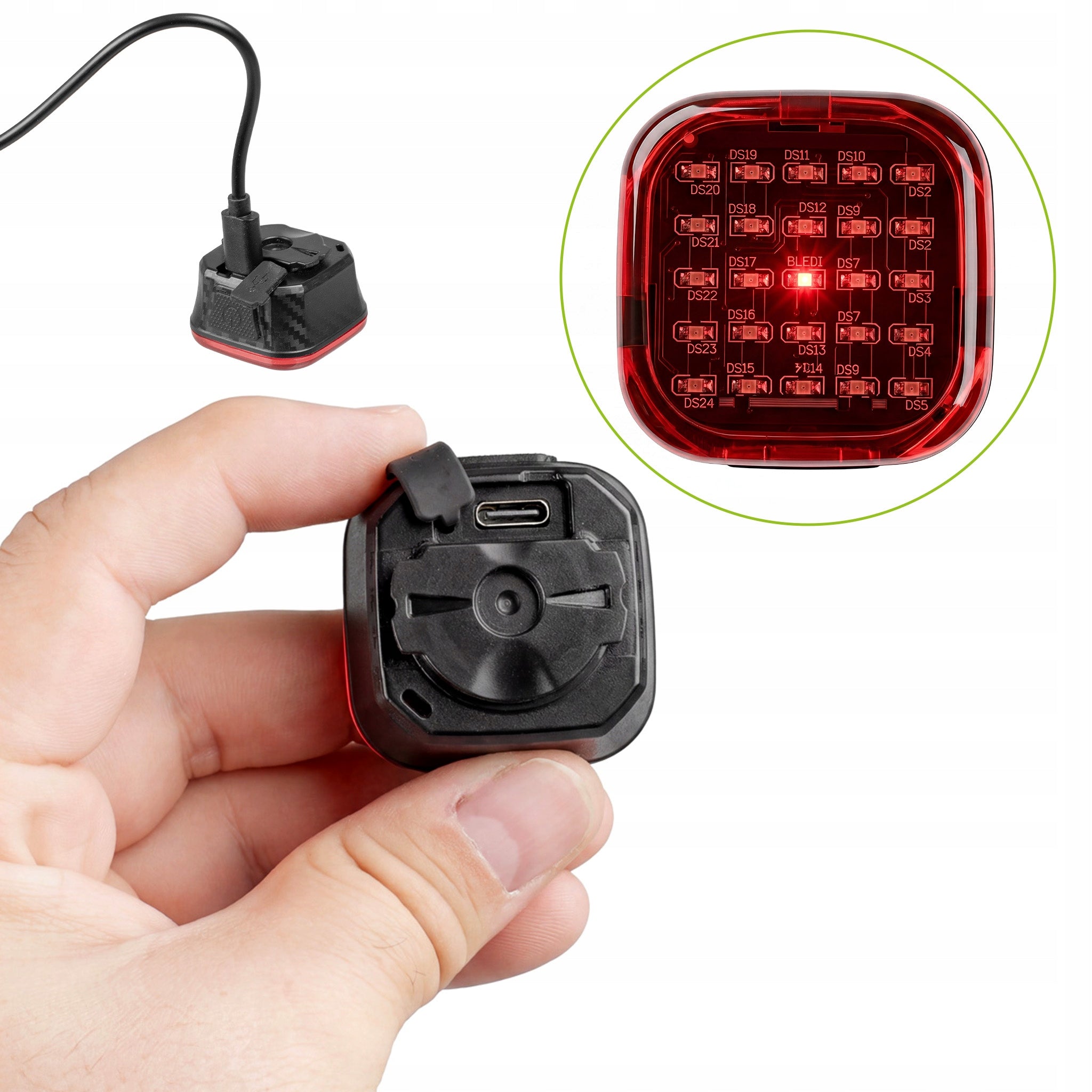 BICYCLE LIGHT REAR LED USB LIGHT REAR BATTERY SMART IPX6 VAYOX Light beam 60 lm
