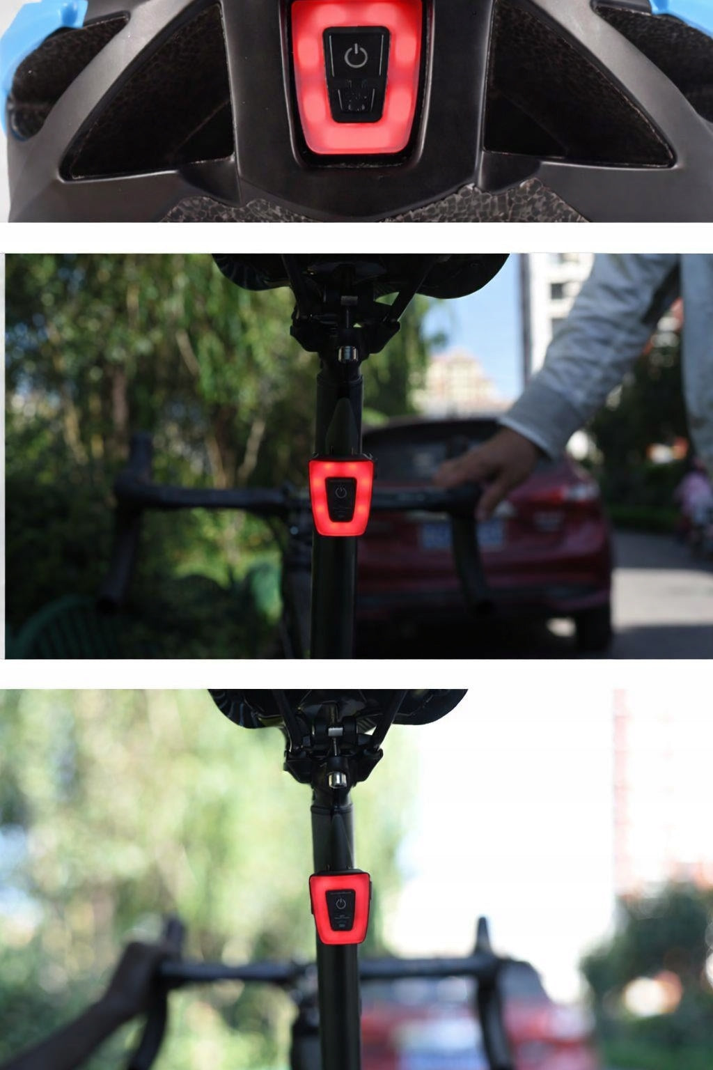 BICYCLE LIGHT REAR USB LED LIGHT RECHARGEABLE POWERFUL UP TO 56 HOURS Kind rear-facing