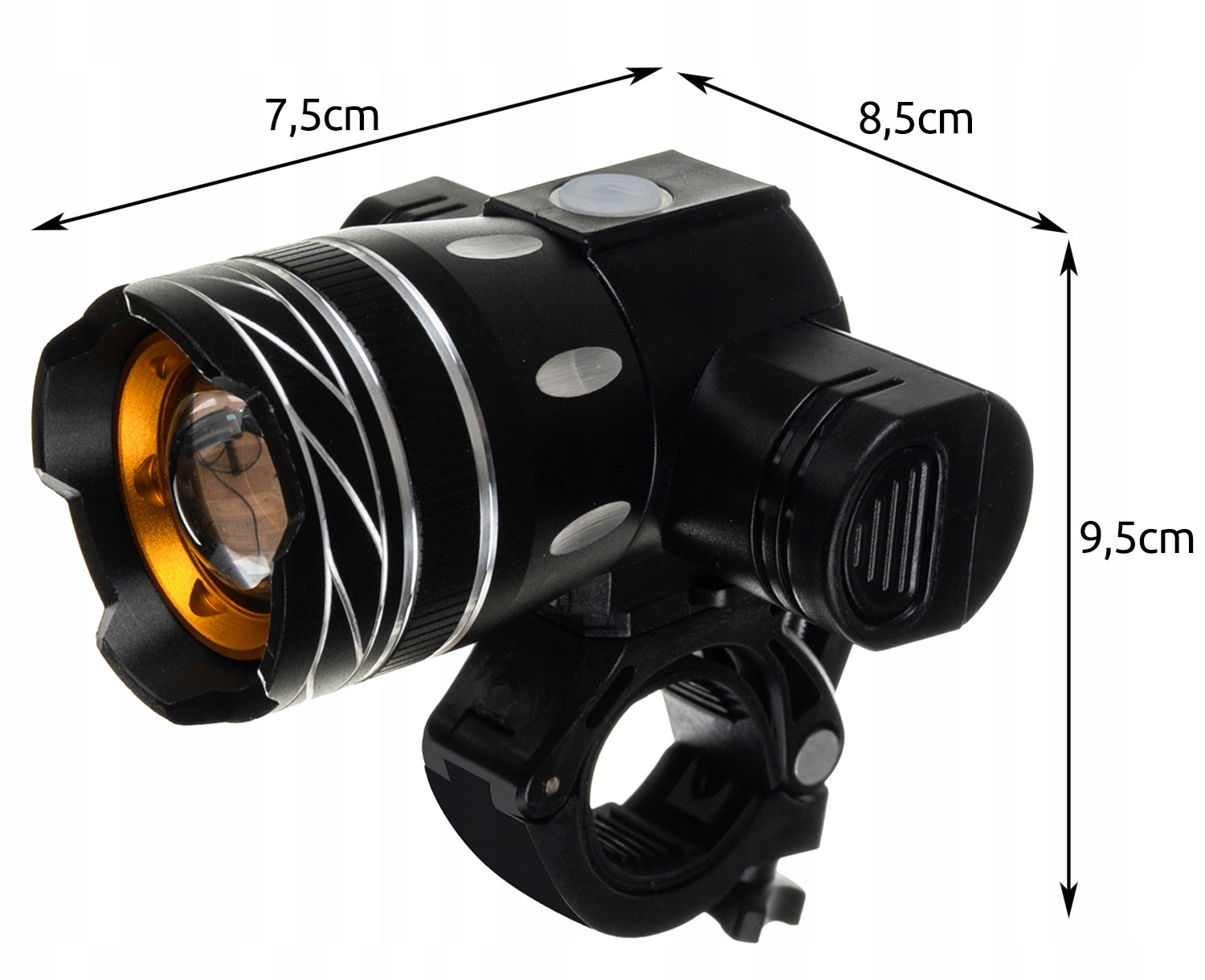 BICYCLE LIGHT SET LED CREE T6 FRONT REAR 3 ZOOM MODES AKU USB Brand Trizand