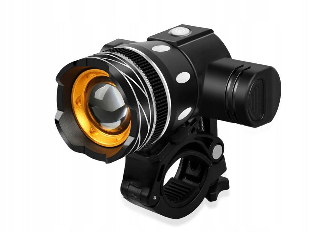 BICYCLE LIGHT SET LED CREE T6 FRONT REAR 3 ZOOM MODES AKU USB Manufacturer code 00023681
