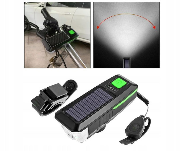 BICYCLE LIGHT SOLAR LED USB HORN BELL Light source LED