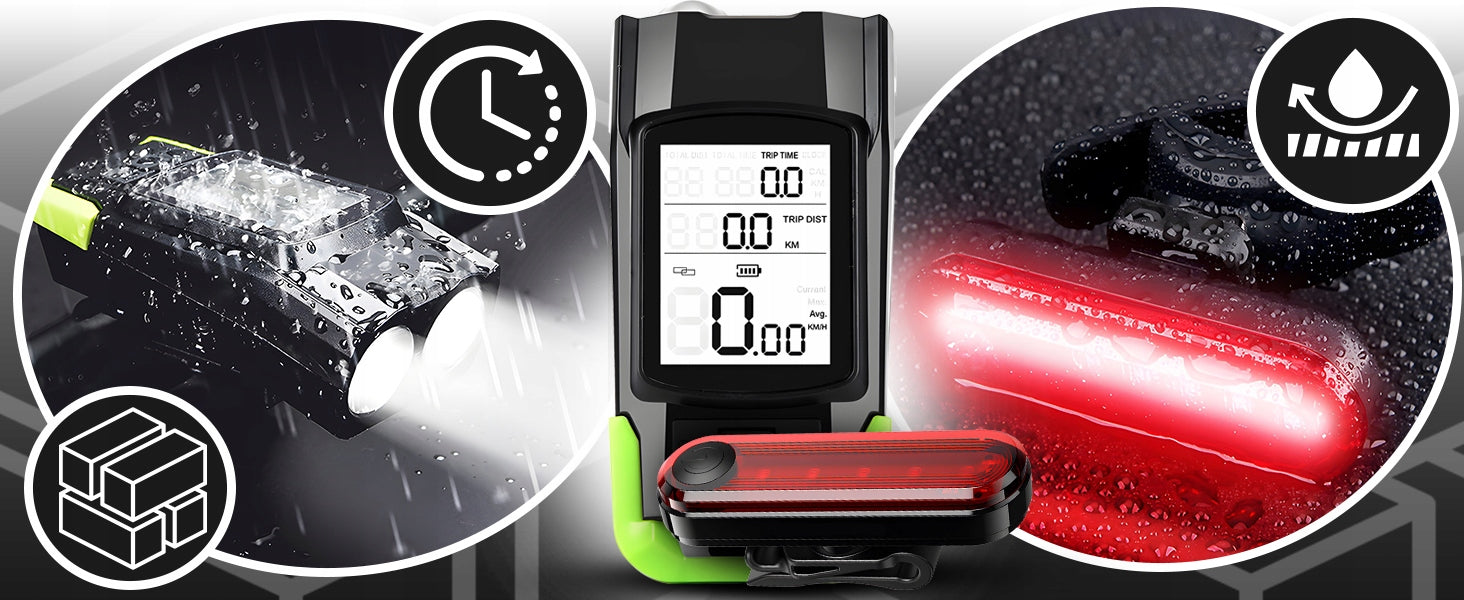 BICYCLE LIGHT STRONG LED FRONT REAR BICYCLE + LED VALVE + REMOTE CONTROL BELL Light source LED