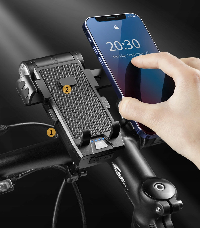BICYCLE LIGHT WITH PHONE HOLDER HANDLEBARS POWERBANK HORN FRONT Manufacturer code UCHWYT ROWEROWY NA TELEFON ROWER