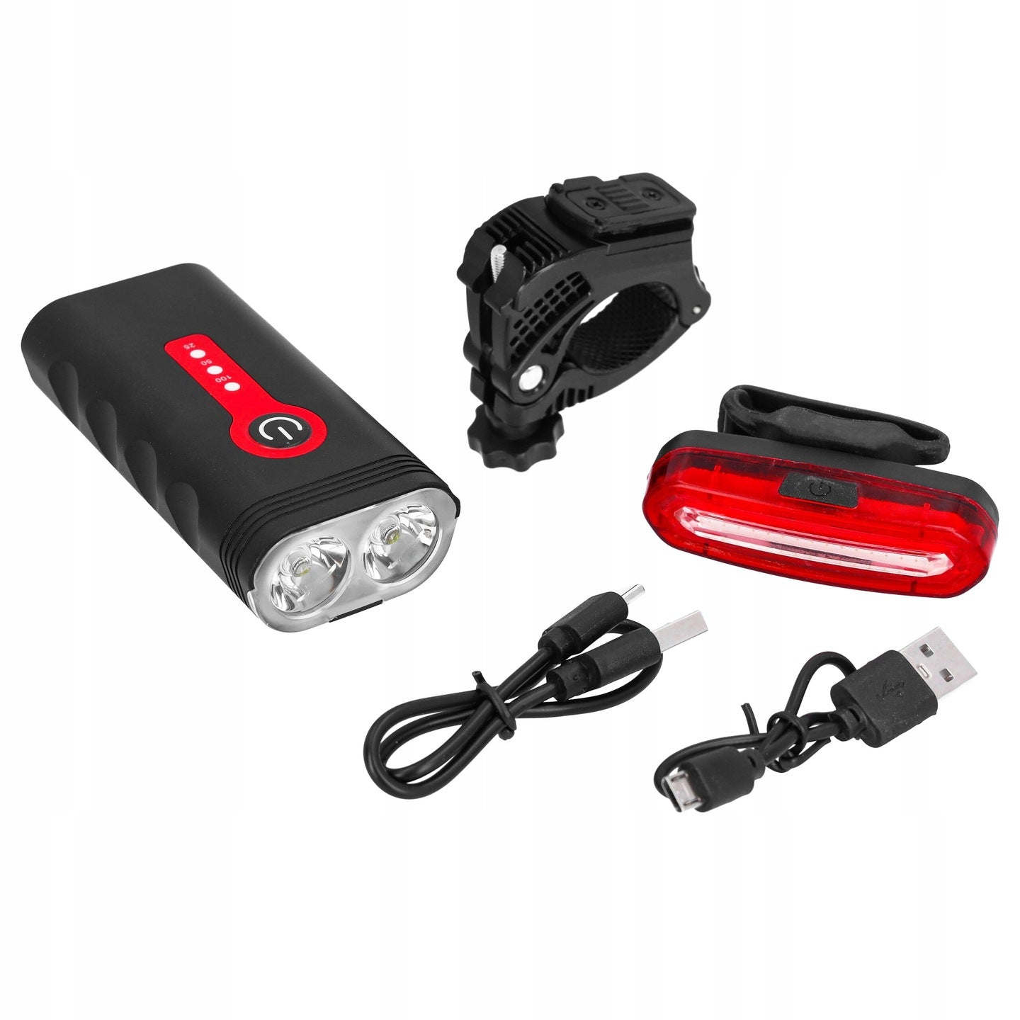 BICYCLE LIGHTS set lamp front rear for bike USB rechargeable holder Manufacturer code LAMPKI ROWEROWE zestaw lampka przód tył