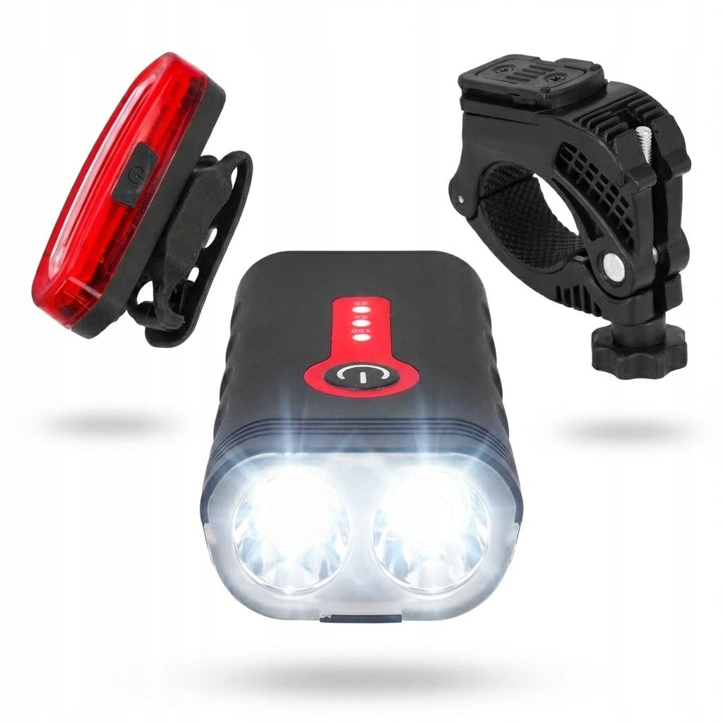 BICYCLE LIGHTS set lamp front rear for bike USB rechargeable holder