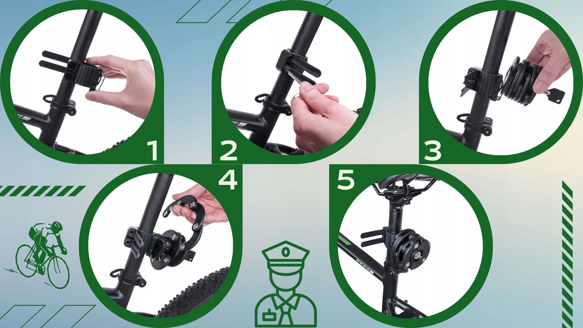 BICYCLE LOCK 60cm 5.5mm FOLDING KEY WITH HANDLE BICYCLE LOCK Length 60 cm