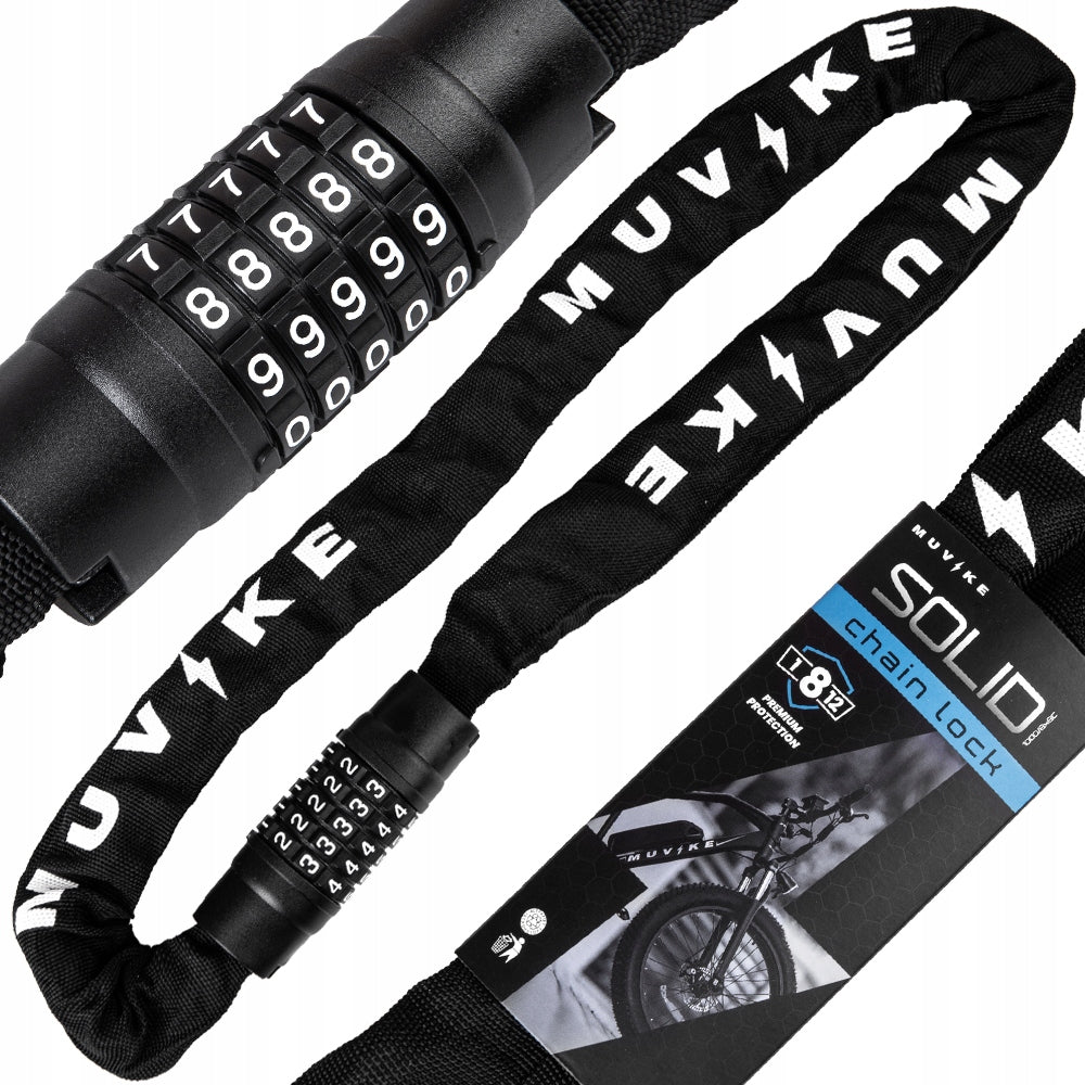 BICYCLE LOCK CHAIN 100cm 8x8mm FOR STRONG CODE MUVIKE SOLID 1000/8x8C Color black