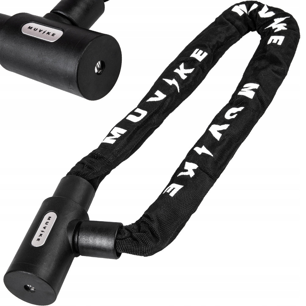 BICYCLE LOCK CHAIN 90cm 8mm WITH KEY STRONG MUVIKE SOLID 900/8K Color black