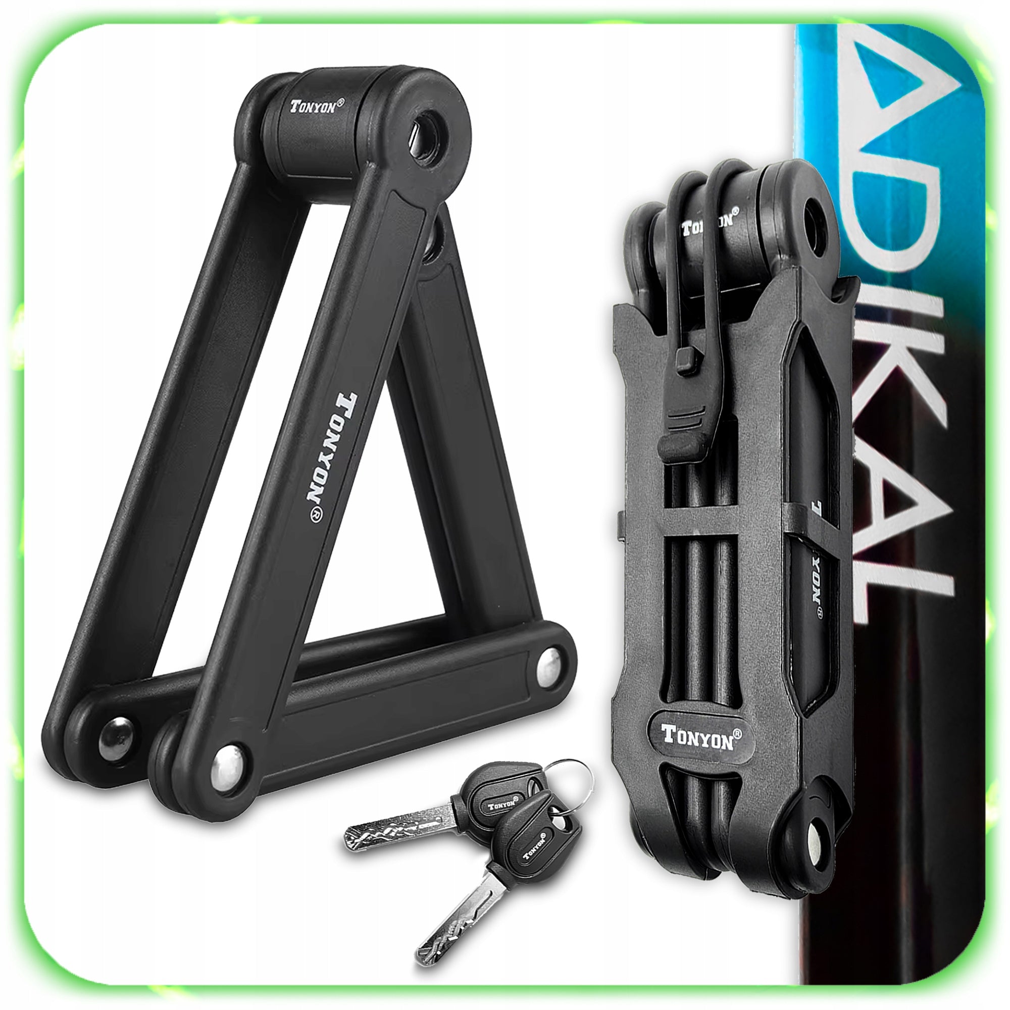 BICYCLE LOCK FOLDING FASTENED SECURITY FOR BICYCLE HOLDER + KEYS Packaging status original