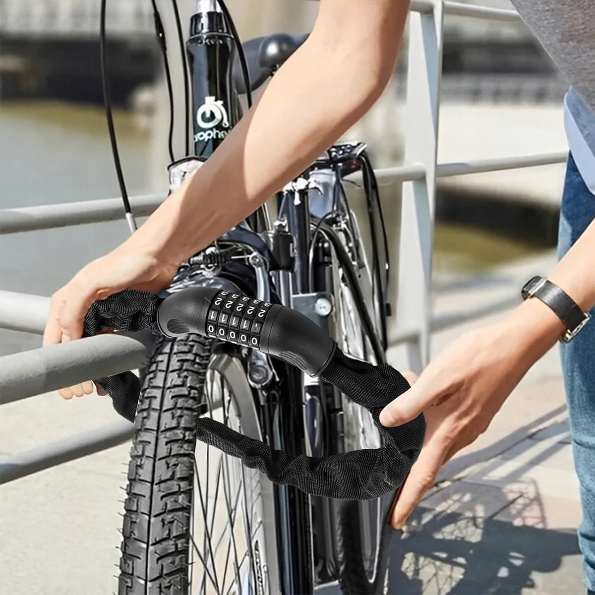 BICYCLE LOCK FOR BICYCLE CLASP WITH CIPHER CODE CHAIN 90cm Kind chain