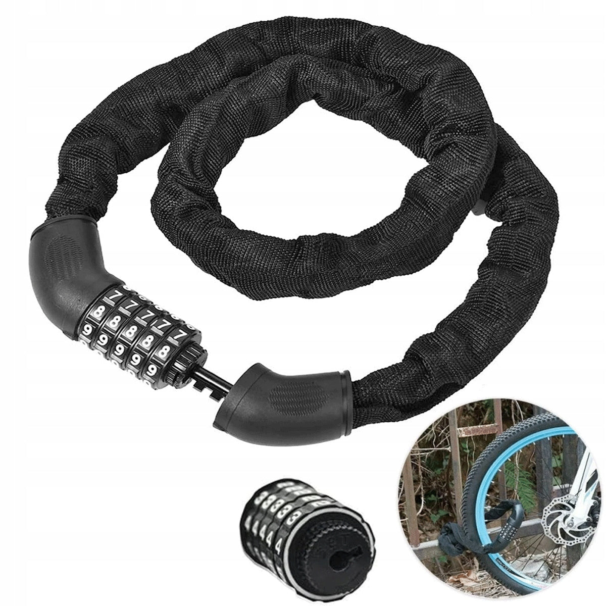 BICYCLE LOCK FOR BICYCLE CLASP WITH CIPHER CODE CHAIN 90cm