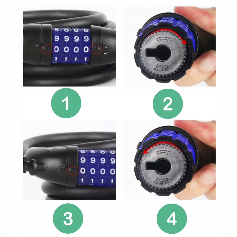 BICYCLE LOCK FOR CIPHER CODE THICK CORD 12MM BICYCLE PROTECTION STRONG Model NCT_110