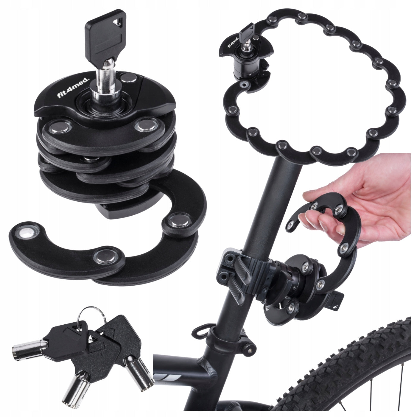 BICYCLE LOCKING WITH HANDLE BICYCLE LOCK 60cm 5.5mm Brand Fit4Med