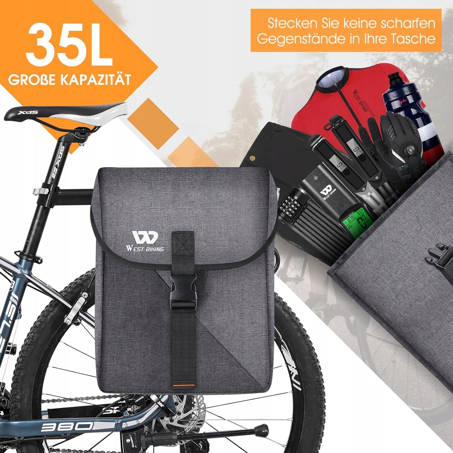 BICYCLE PANNIER BAG FOR LUGGAGE CARRIER BICYCLE DOUBLE Large capacious 35L Packaging status original