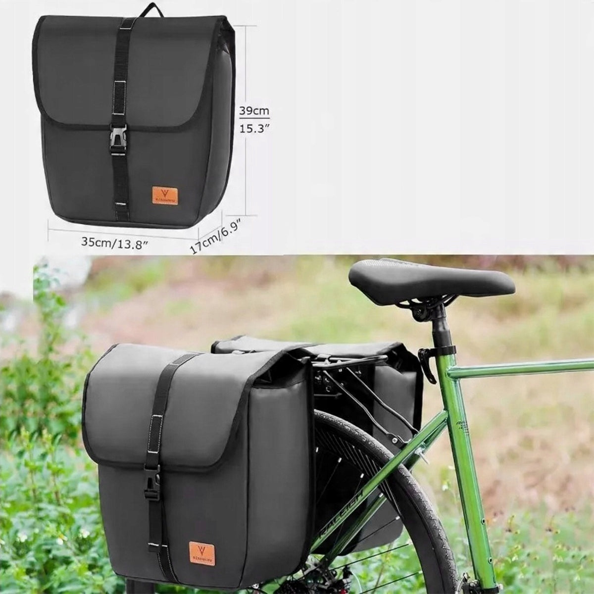 BICYCLE PANNIER BAGS ROOMY RIGID WATERPROOF FOR HIKING AND MOUNTAIN Capacity 20 l
