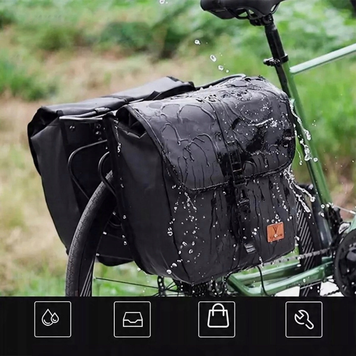 BICYCLE PANNIER BAGS ROOMY RIGID WATERPROOF FOR HIKING AND MOUNTAIN Product weight with unit packaging 0.786 kg