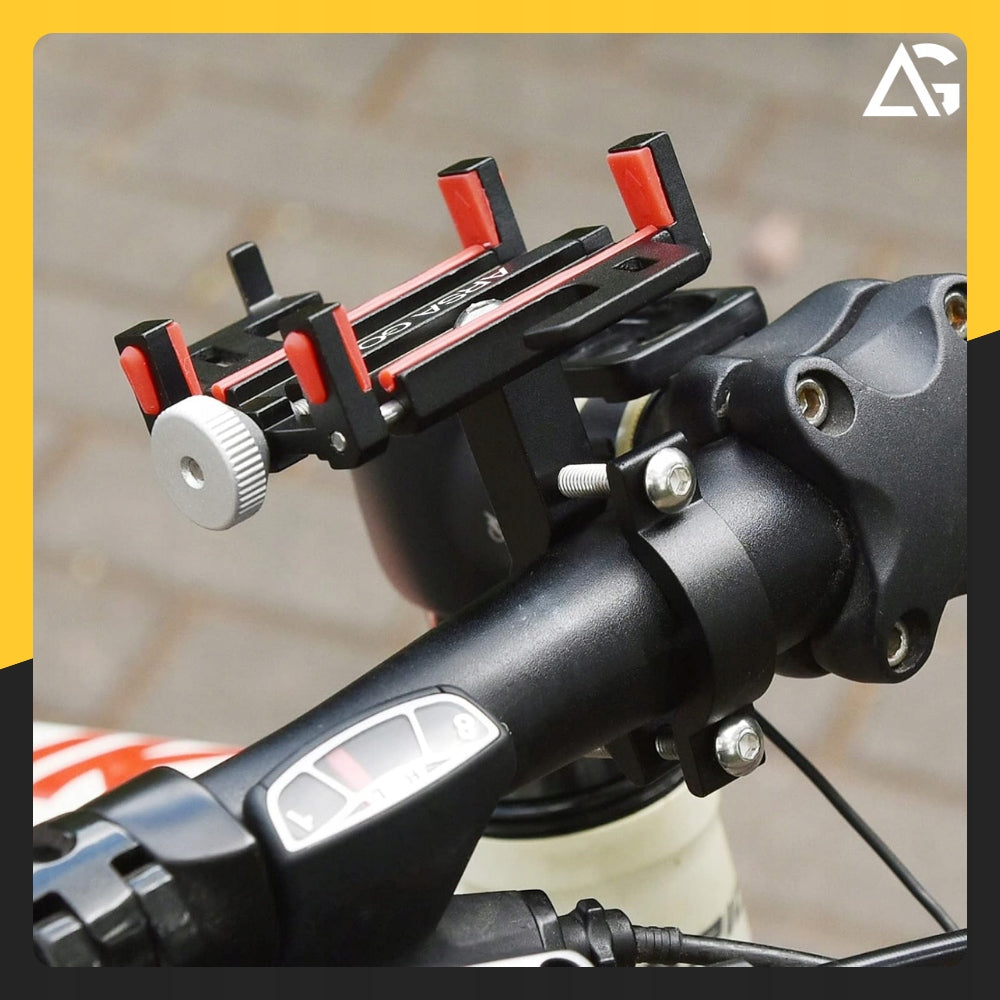 BICYCLE PHONE HOLDER HANDLEBAR ANTI SHOCK ADJUSTABLE STRONG 360° Manufacturer code MOCNY UCHWYT MOTOCKYLOWY ALUMINIOWY SOLIDNY