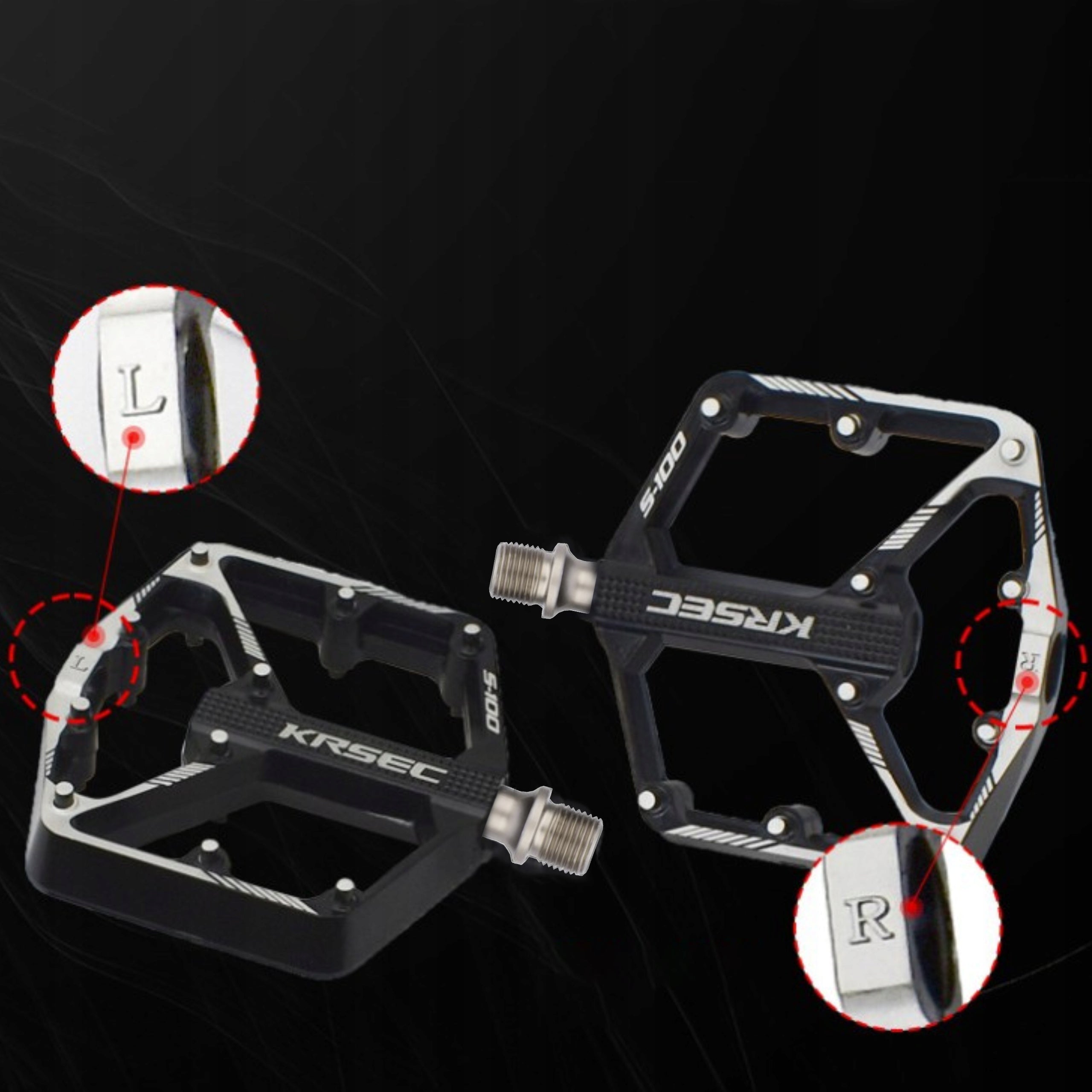 BICYCLE PLATFORM PEDALS ALUMINUM STRONG MACHINE BEARINGS PINS BLACK Color black