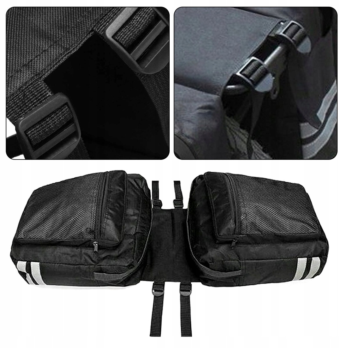 BICYCLE POUCH BAG FOR BIKE RACK DOUBLE LARGE ROOMY + REFLECTORS Dominant material polyester