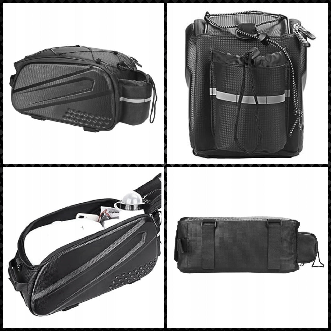 BICYCLE POUCH BAG FOR RACK BICYCLE REFLECTIVE TRUNK CAPACIOUS STIFFENED Brand SPI 55