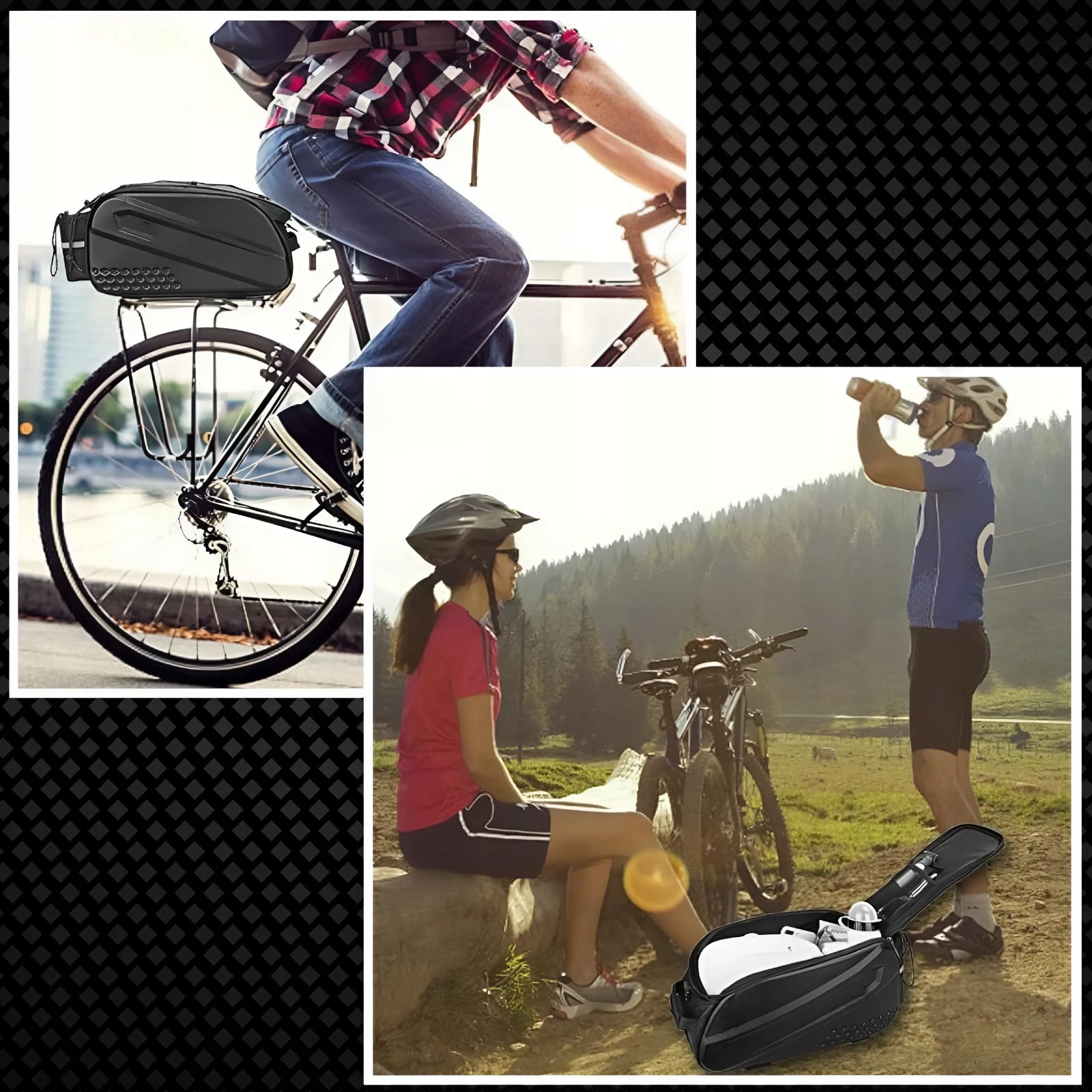 BICYCLE POUCH BAG FOR RACK BICYCLE REFLECTIVE TRUNK CAPACIOUS STIFFENED Capacity 10 l