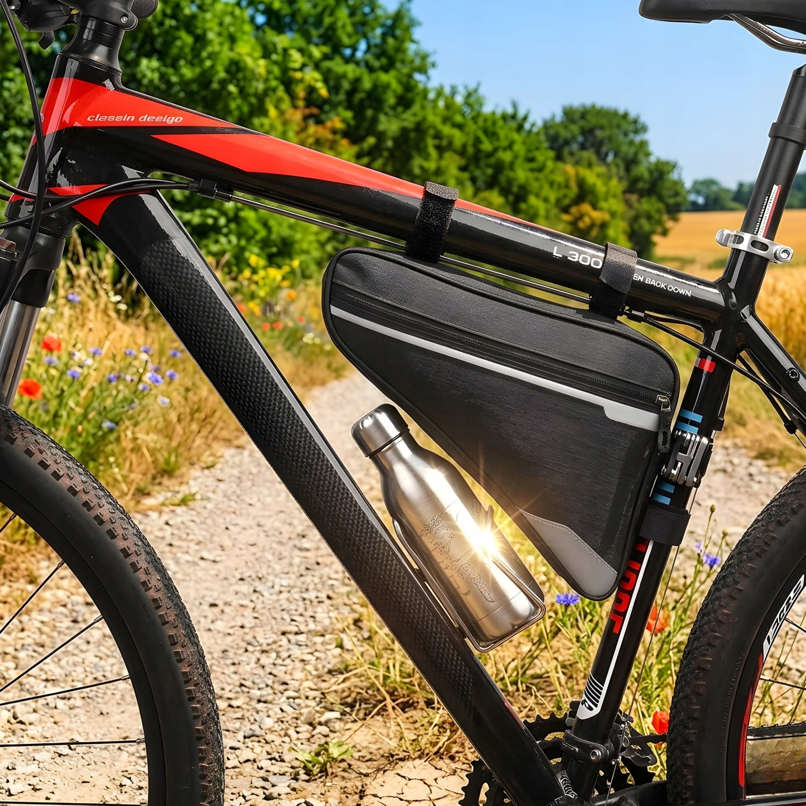 BICYCLE POUCH BAG TRIANGLE POUCH WATERPROOF BICYCLE FRAME BAG Manufacturer code Sakwa na ramę torba etui 2 kieszenie