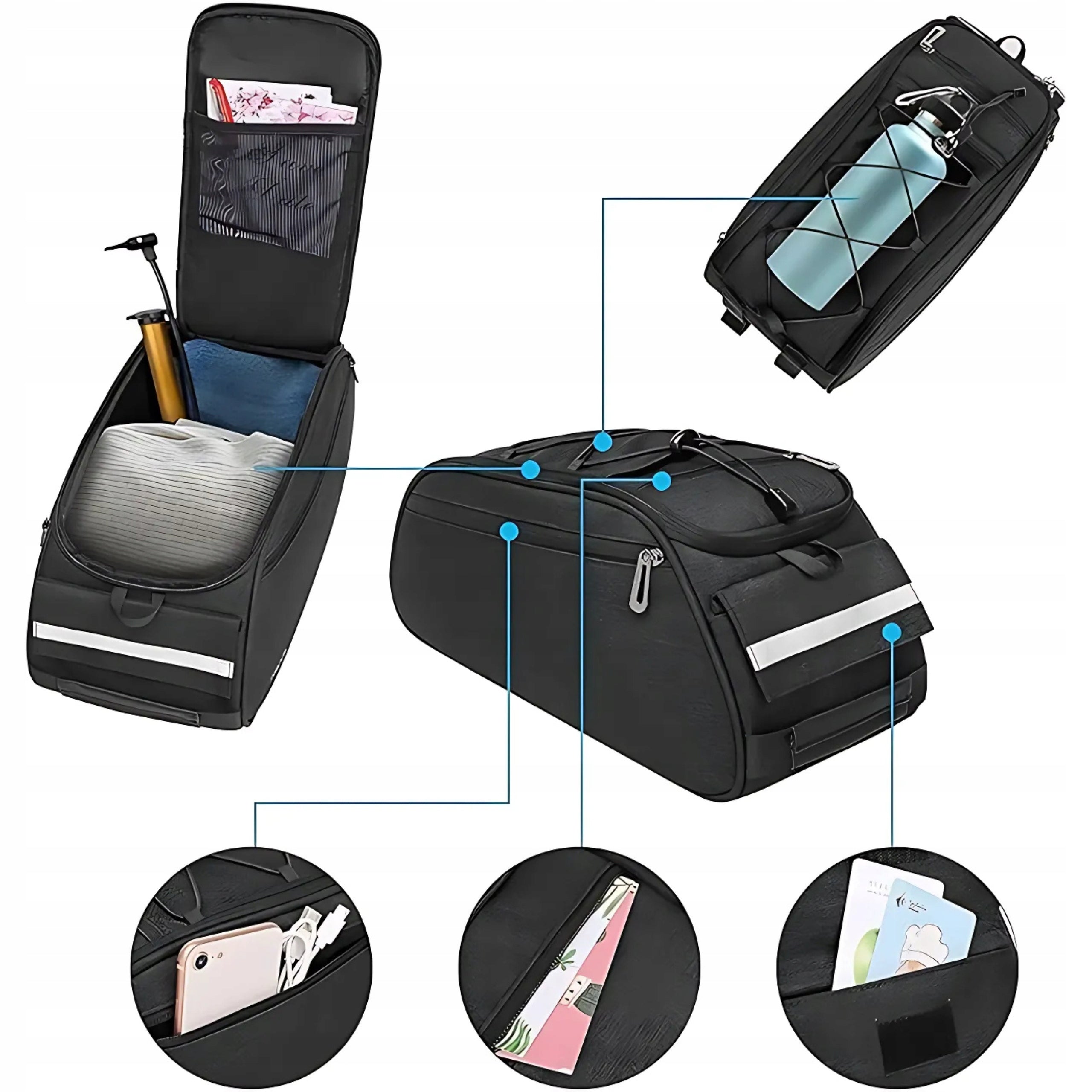 BICYCLE POUCH FOR BICYCLE RACK WATERPROOF ROOMY BIKE BAG LARGE Capacity 13 l