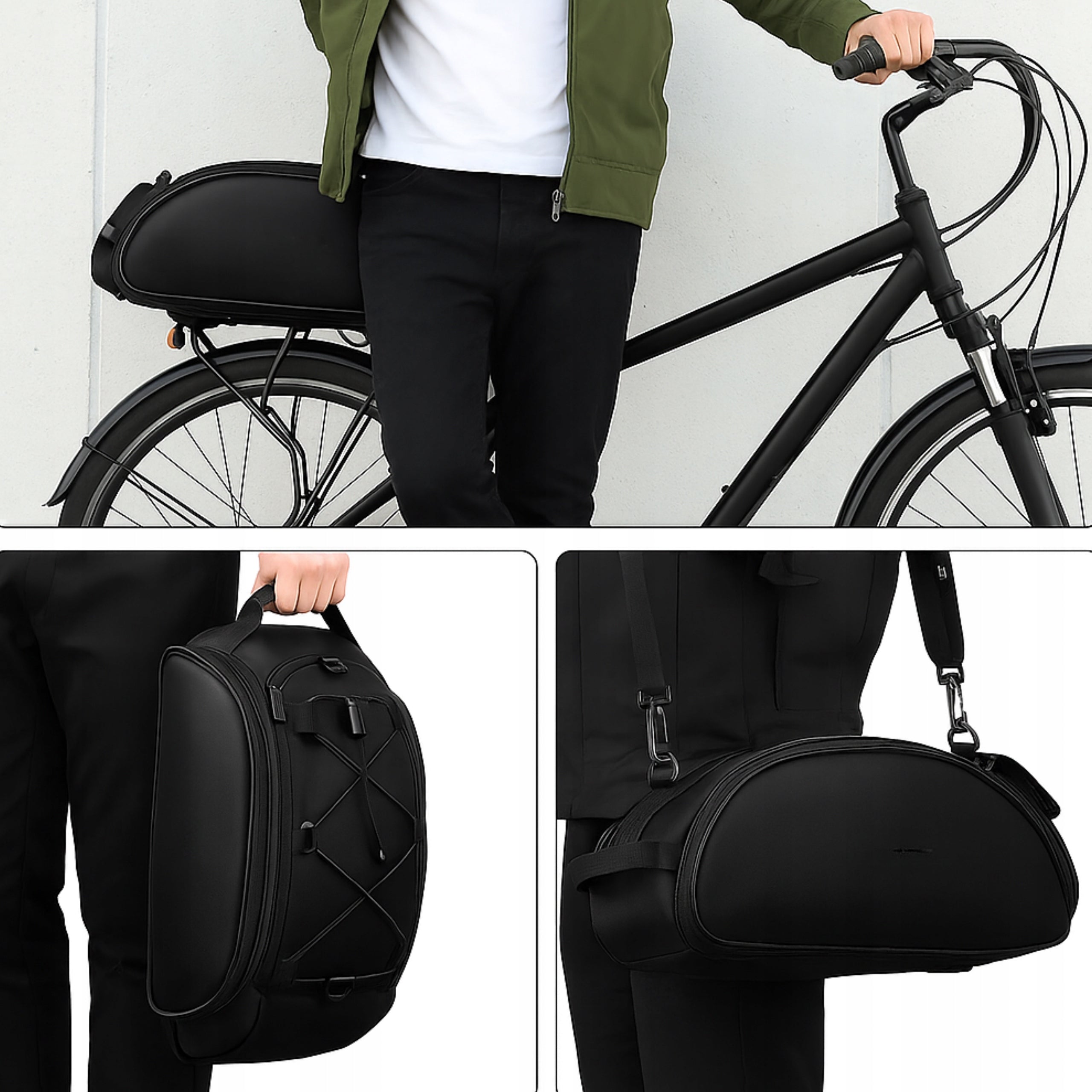 BICYCLE POUCH FOR BICYCLE RACK WATERPROOF ROOMY BIKE BAG LARGE Model Torba Rowerowa Sakwa na Rower Bagażnik Wodoodporna