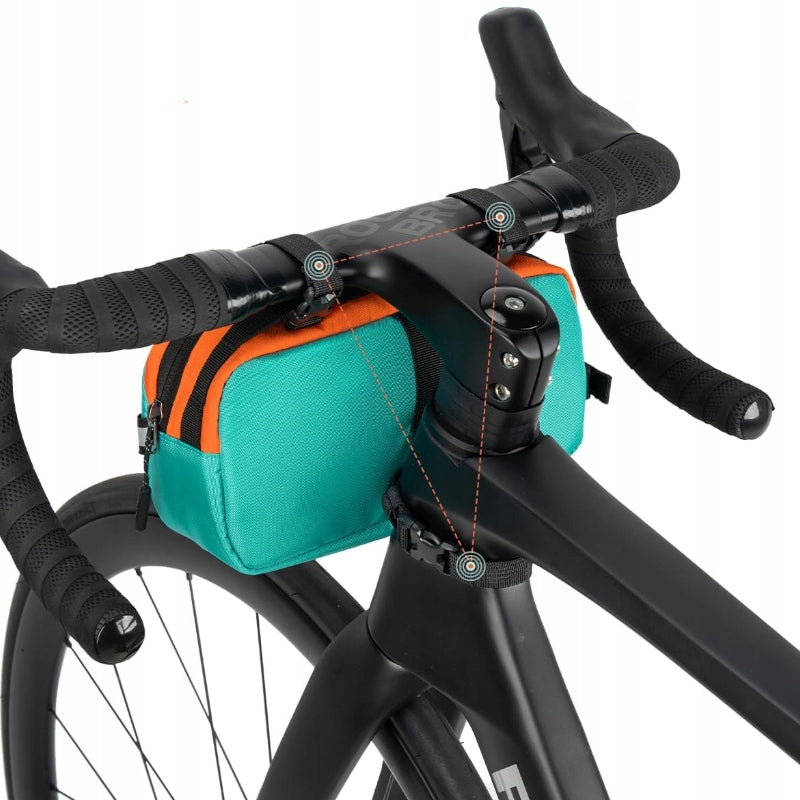 BICYCLE POUCH FOR HANDLEBAR BICYCLE BAG WITH BELT ROOMY 2,5L SACHET Manufacturer code WIELOFUNKCYJNA SAKWA NA KIEROWNICĘ RAMĘ DUŻA
