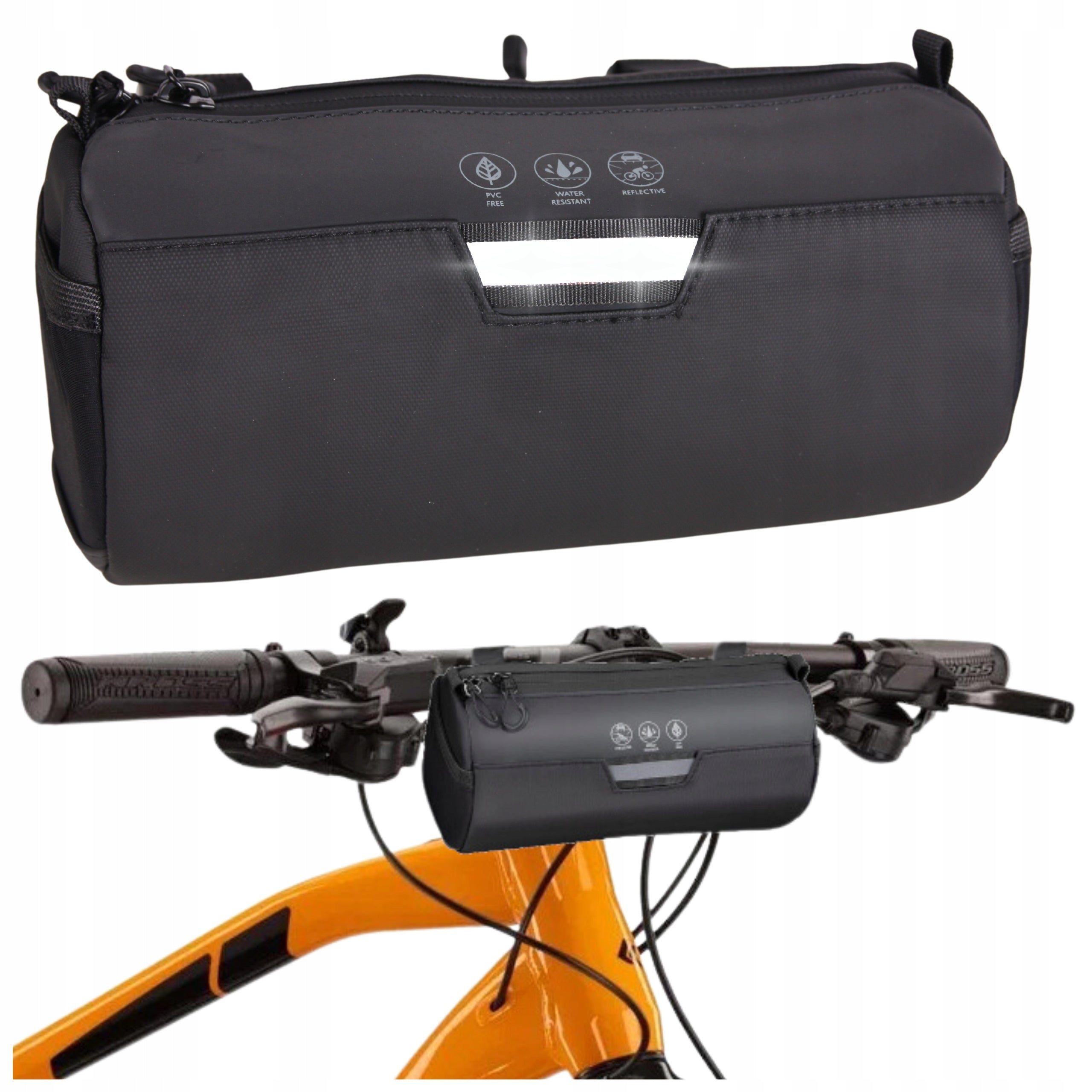 BICYCLE POUCH FOR HANDLEBARS FRONT TUBE BAG ROOMY WATERPROOF ZIPPER