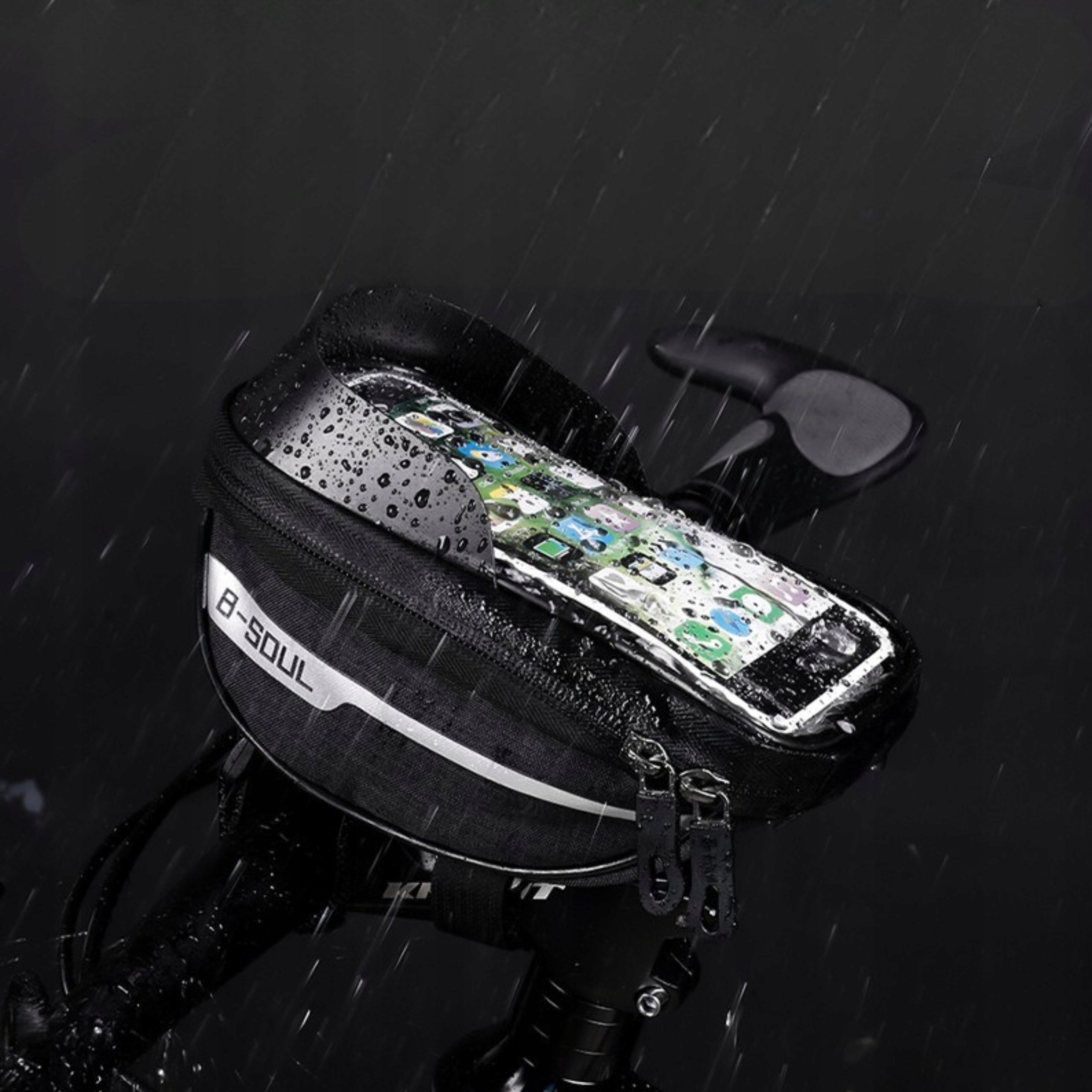 BICYCLE POUCH FOR HANDLEBARS WATERPROOF BAG FOR PHONE BLACK MONTESSA Color black