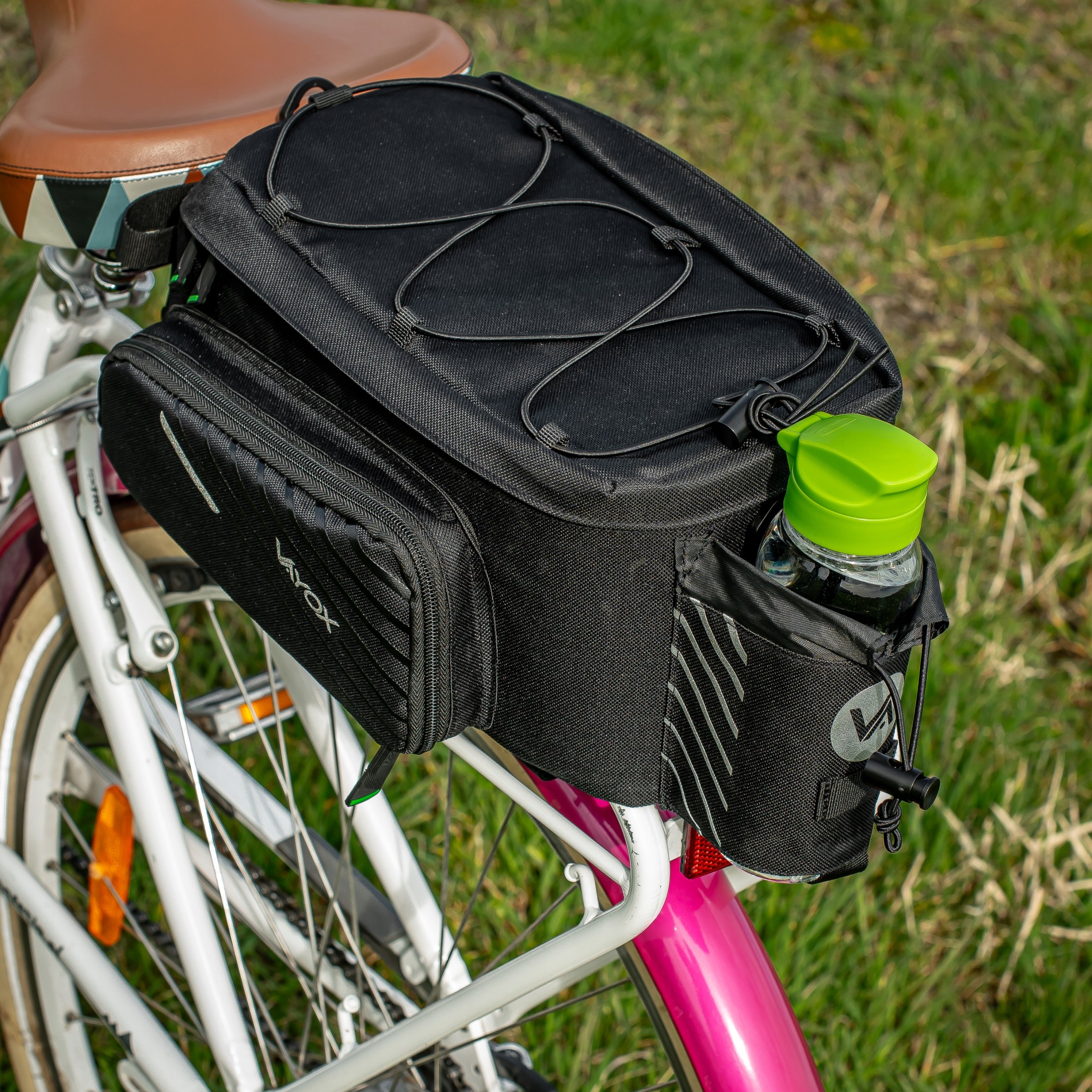 BICYCLE POUCH FOR TRUNK BAG LARGE VELCRO WATERPROOF VAYOX + COVER Color black