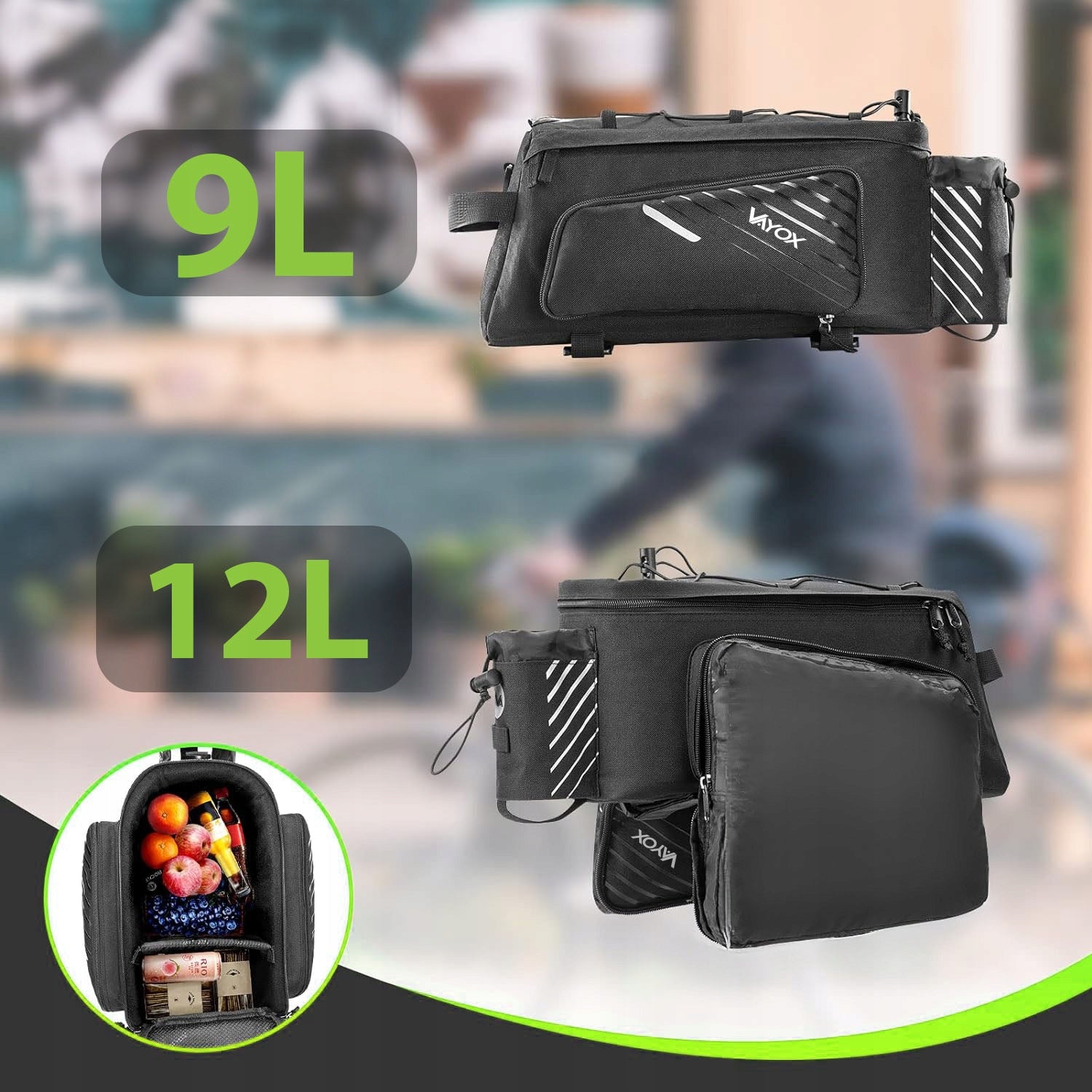 BICYCLE POUCH FOR TRUNK BAG LARGE VELCRO WATERPROOF VAYOX + COVER Manufacturer code VA0171