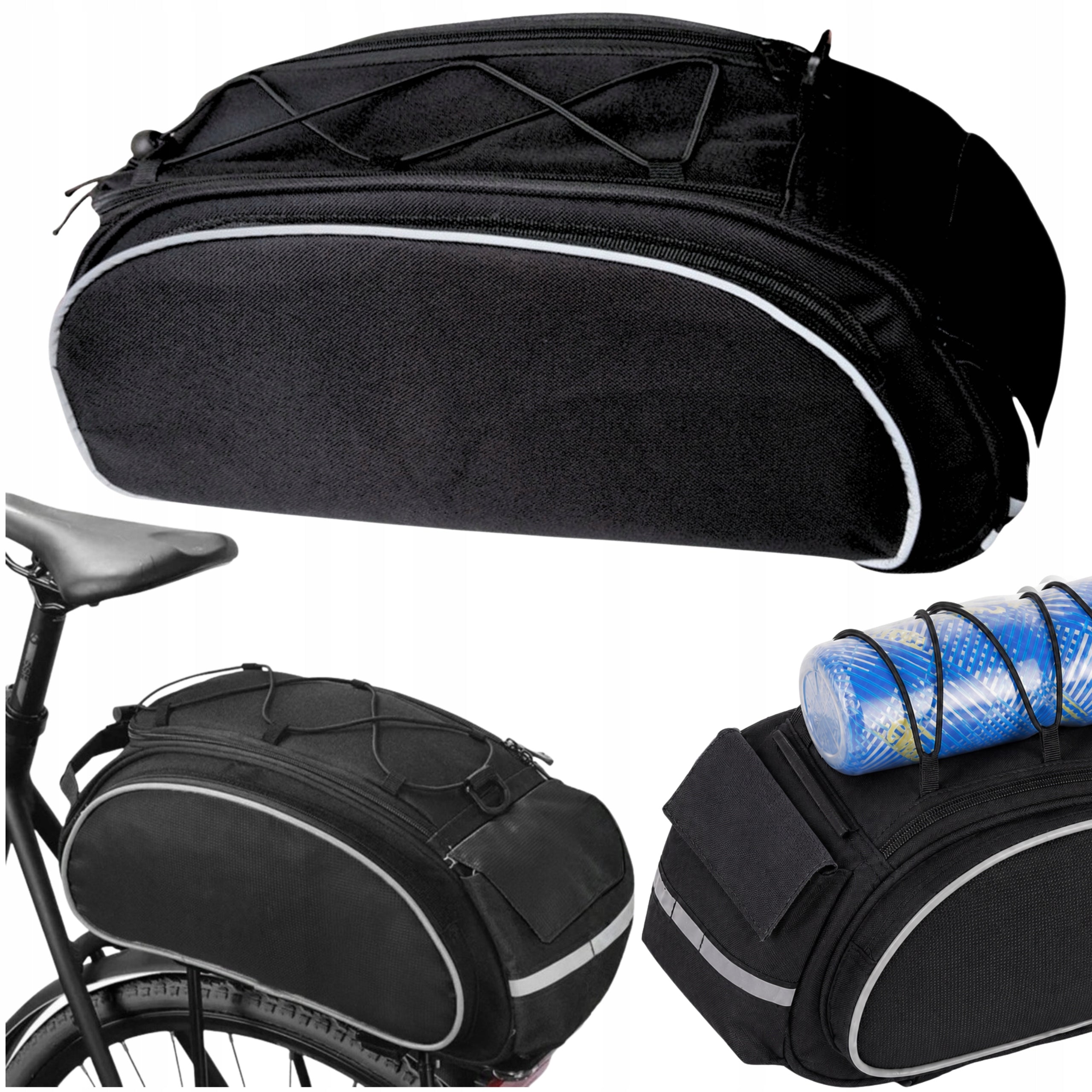 BICYCLE POUCH FOR TRUNK ROOMY REAR BIKE TRUNK LARGE BAG BLACK