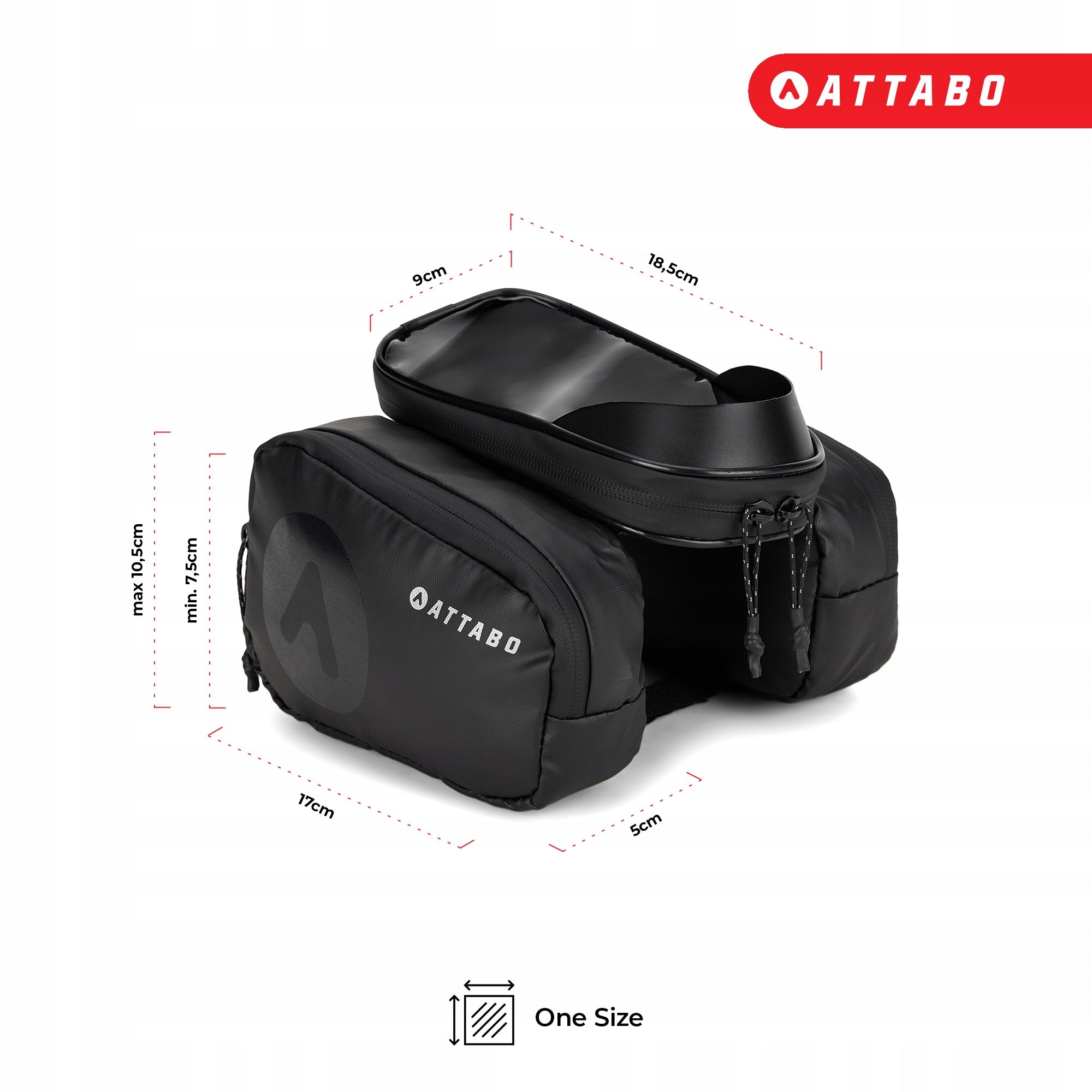 BICYCLE POUCH FRAME BAG ATTABO NAVIPACK WATERPROOF PHONE HOLDER Manufacturer code ATB-NAB4C002-BK