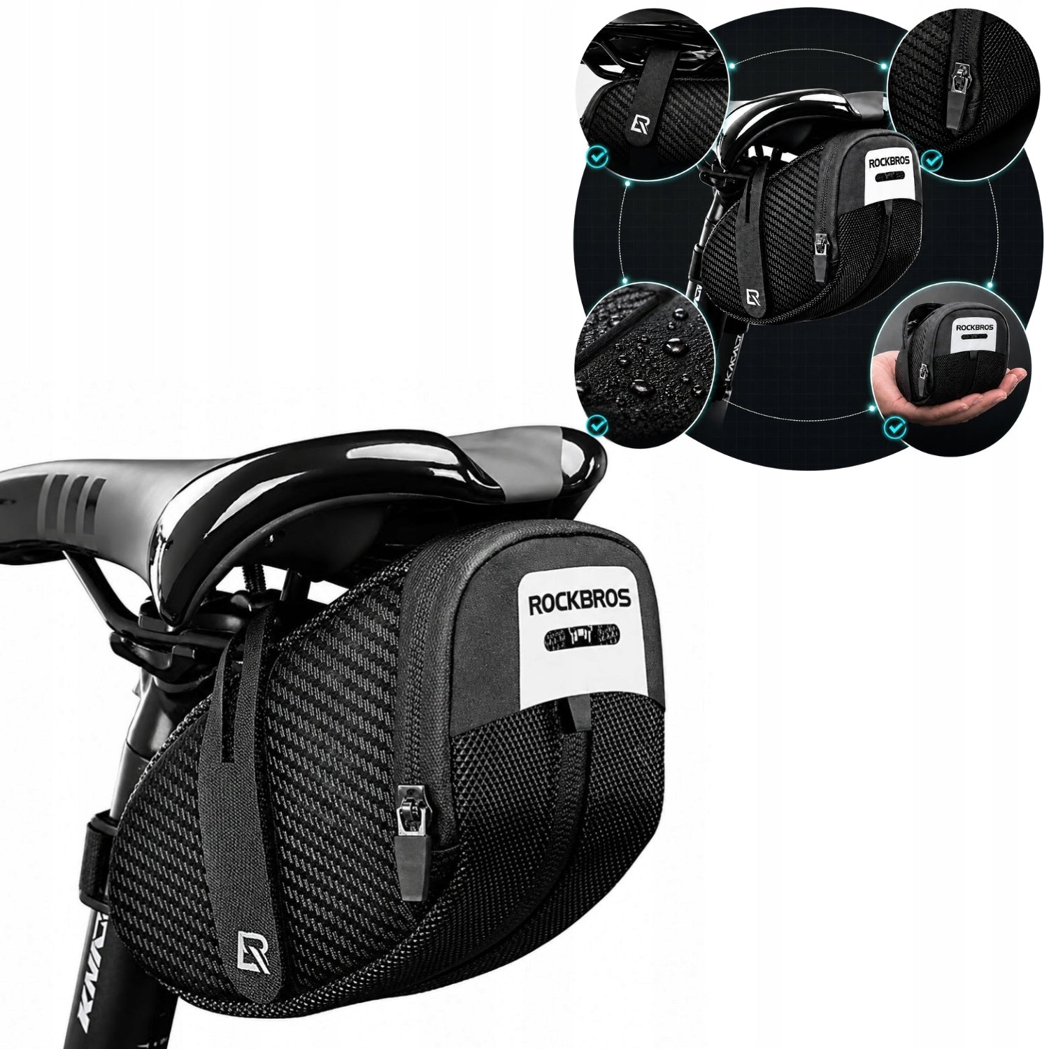 BICYCLE POUCH SEAT BAG WATERPROOF MTB BLACK 0,75L ROCKBROS