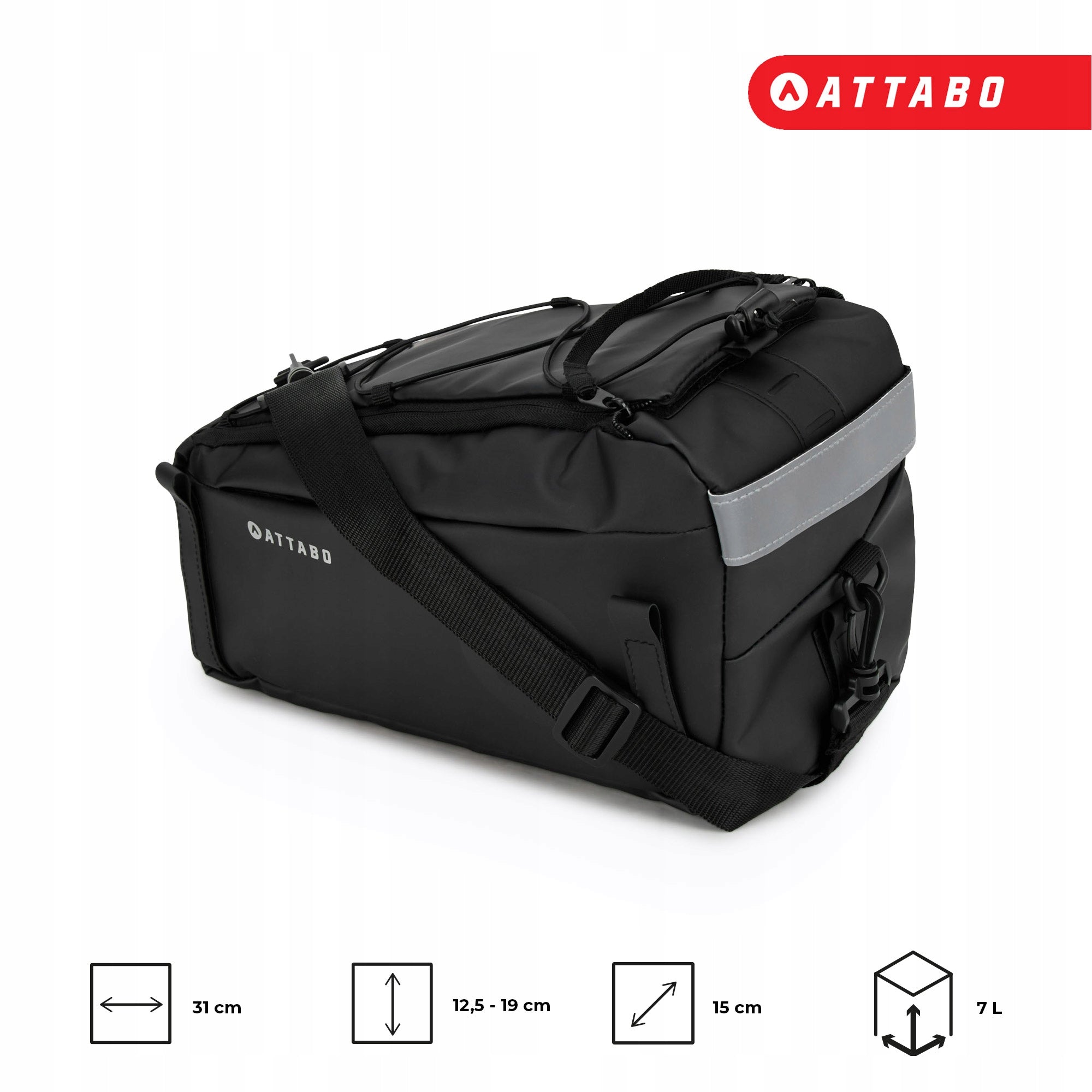 BICYCLE POUCH TRUNK BAG ATTABO MYBACK 7l WATERPROOF FOR BICYCLE Manufacturer code ATB-NAB4C001-BK