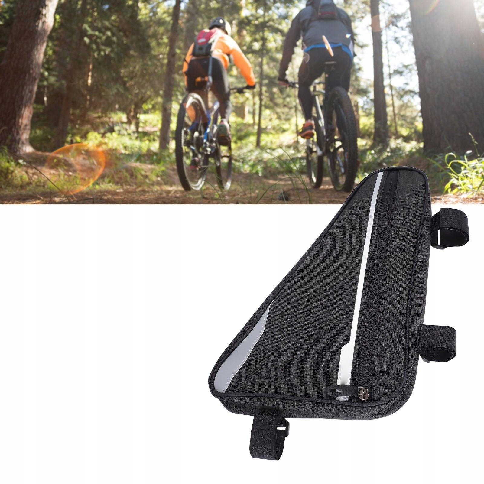 BICYCLE POUCH UNDER THE FRAME THREE-ANGLE WATERPROOF BICYCLE POUCH WITH REFLECTOR Color black