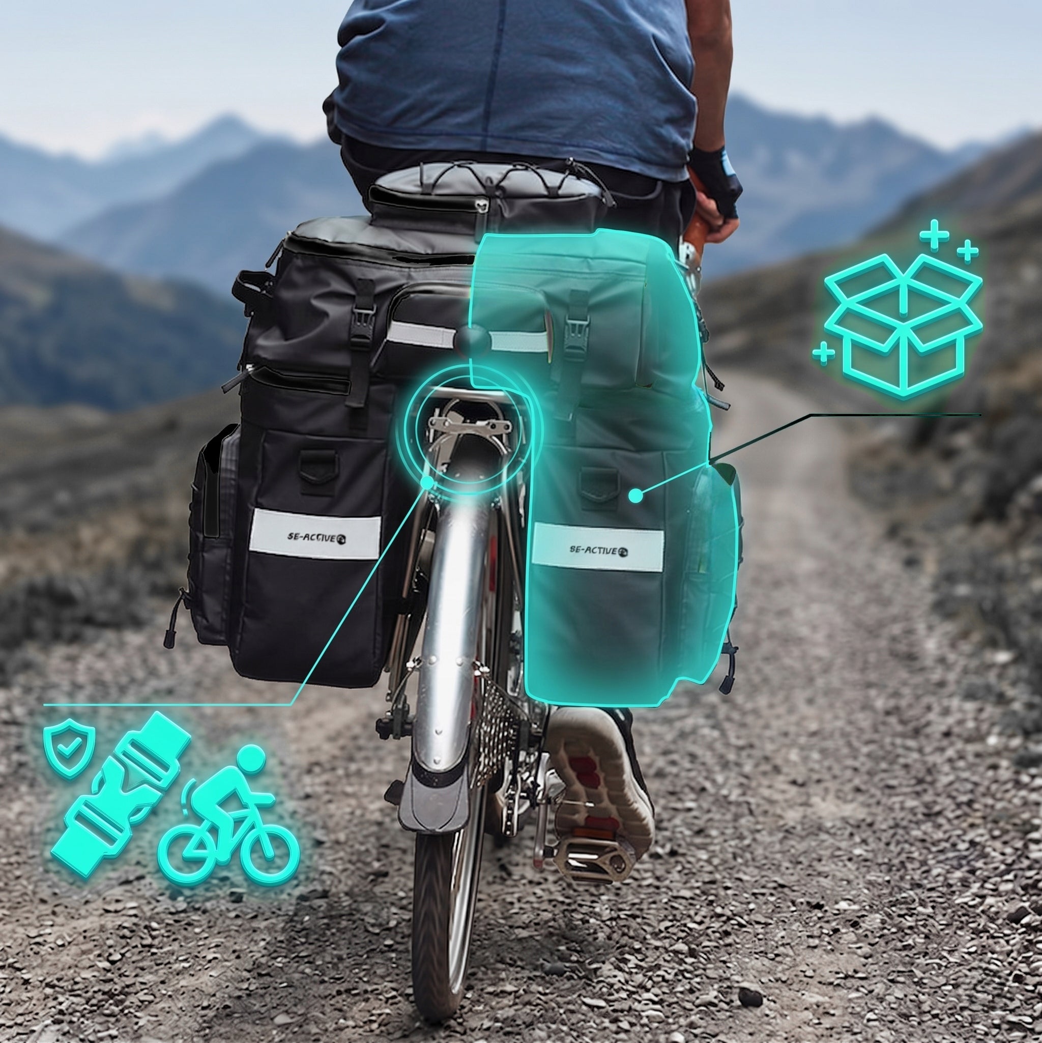 BICYCLE POUCH WATERPROOF 65L 3IN1 BAG BACKPACK FOR TRUNK BIKE LARGE Brand Be-active