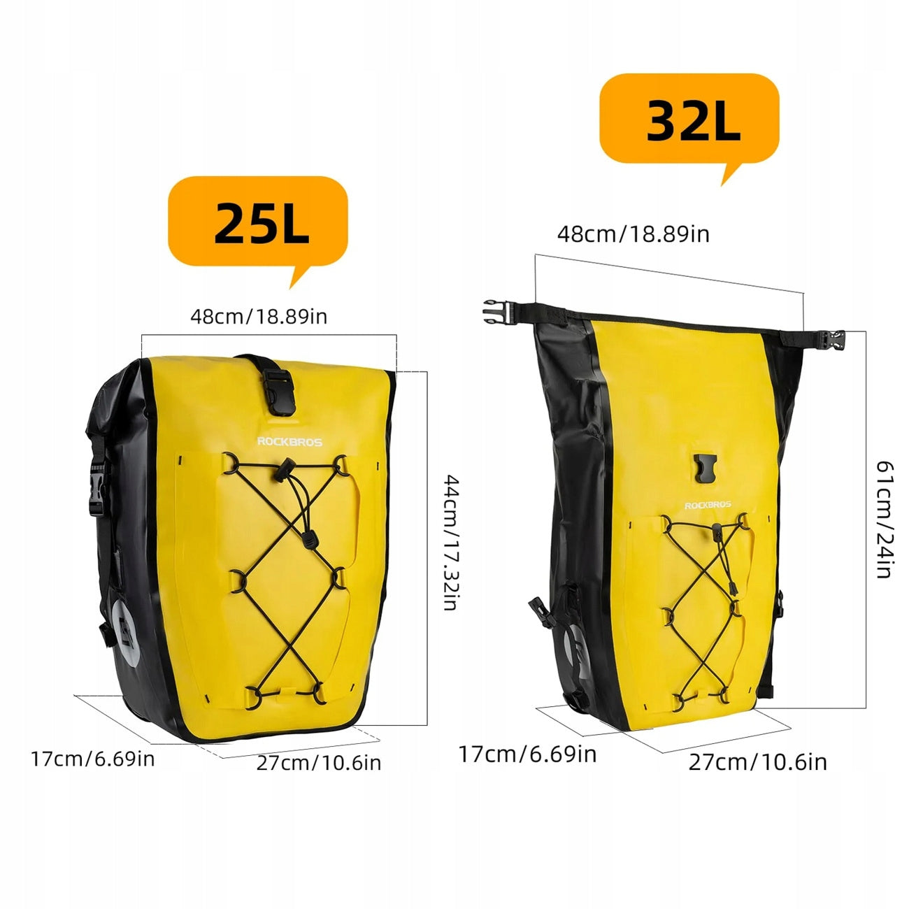 BICYCLE POUCH WATERPROOF BAG FOR LUGGAGE COMPARTMENT LARGE ROOMY 32L REAR ROCKBROS Dedicated for cross bikes