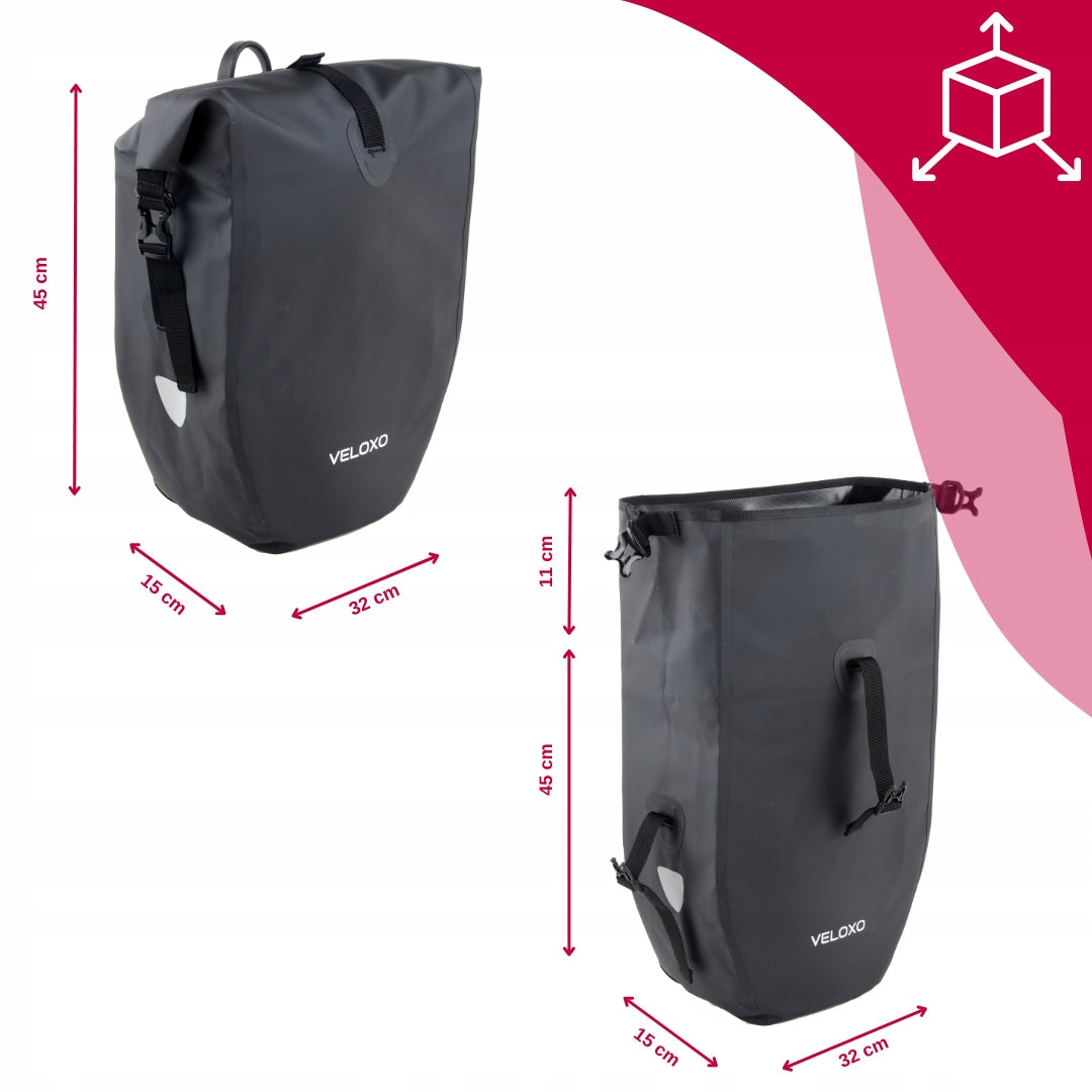 BICYCLE POUCH WATERPROOF BAG VELOXO ADVENTURE PRO BLACK FOR TRUNK 25L Brand Veloxo