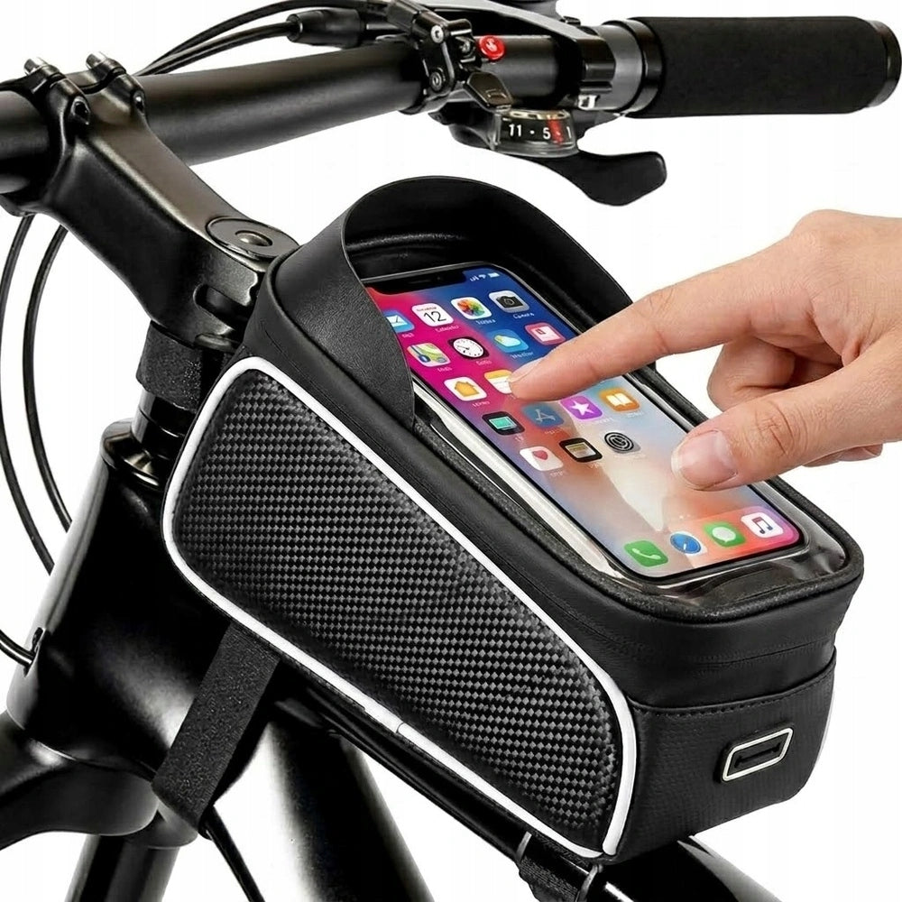 BICYCLE POUCH WATERPROOF PHONE CASE STURDY FRAME BAG POUCH Color black